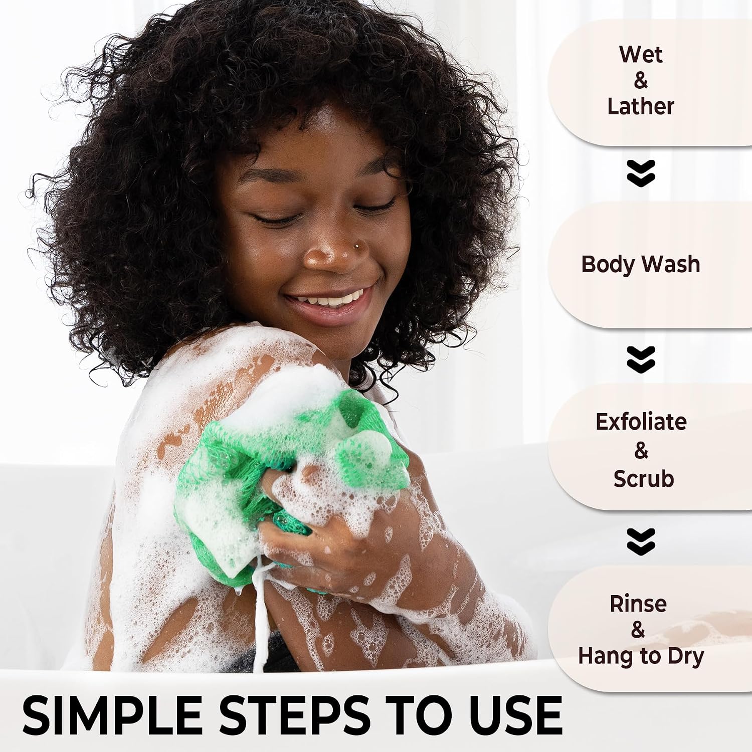African Net Sponge Authentic - Afro Scrub Exfoliating Net Sponges with Knots - Real African Bath Sponge Washcloth for Shower - Body Exfoliator Scrubber (SeawaveTangerine, Count, 2.0) image 3