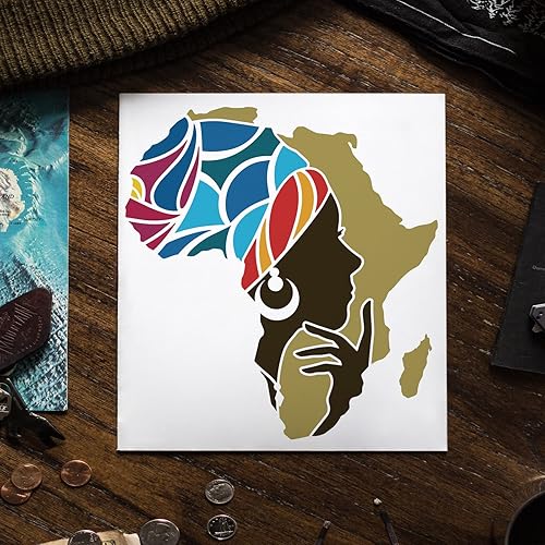 Miniatura 7 de FINGERINSPIRE Plantilla de pintura de mapa africano para mujer, plantilla cuadrada lavable de plástico PET de 11.8 x 11.8 pulgadas para tela, ropa,