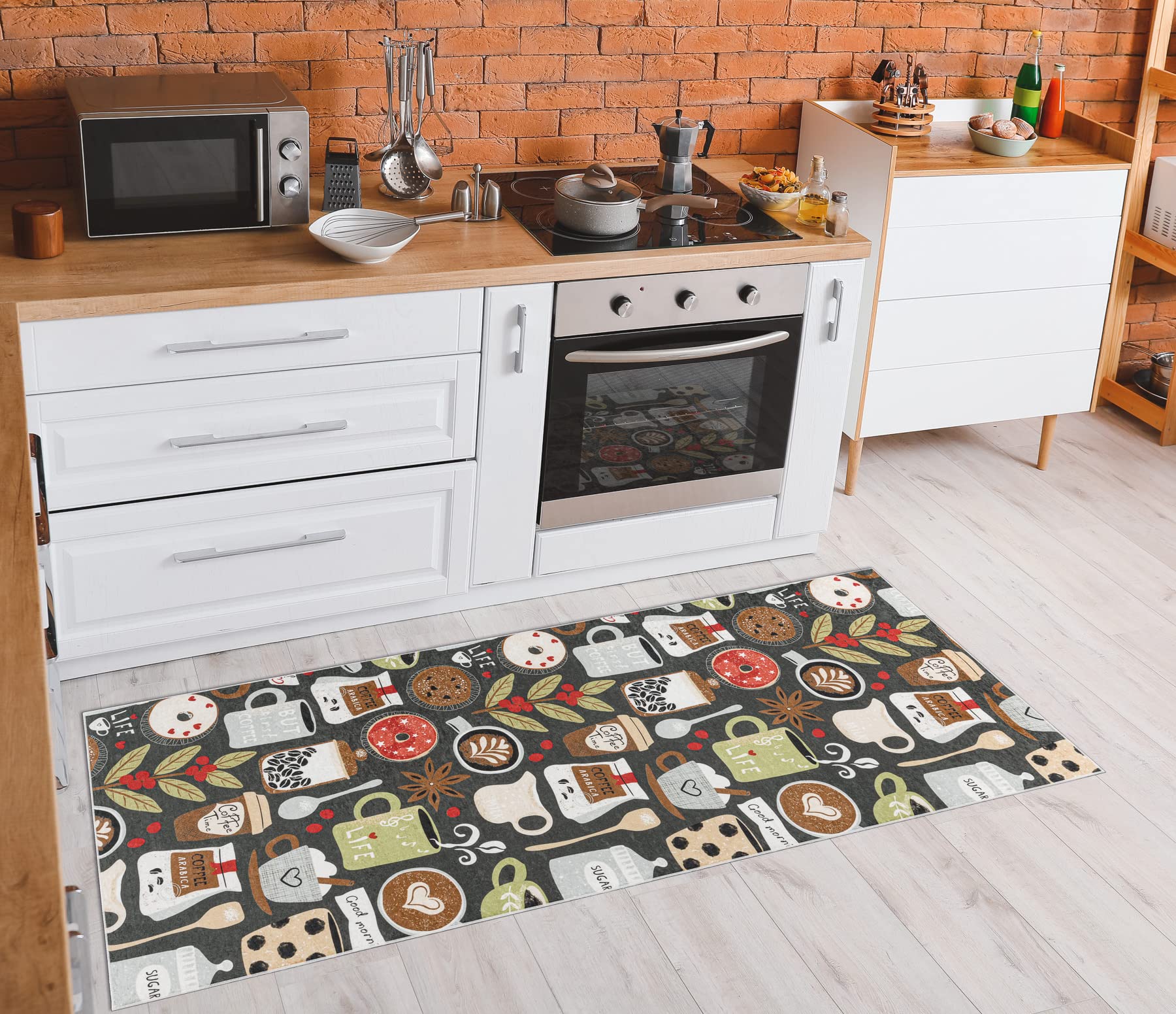Tapis de cuisine lavable et antidérapant Andre marron pour l'entrée
