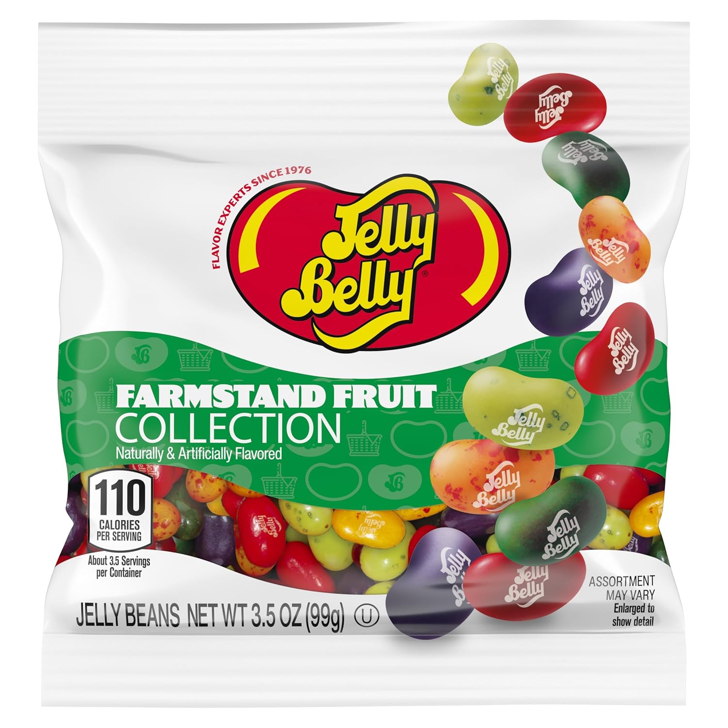 Jelly Belly Farmstand Fruit Jelly Bean Collection - 3.5 oz Grab & Go® Bag, 12-Count Case - Genuine, Official, Straight from the Source
