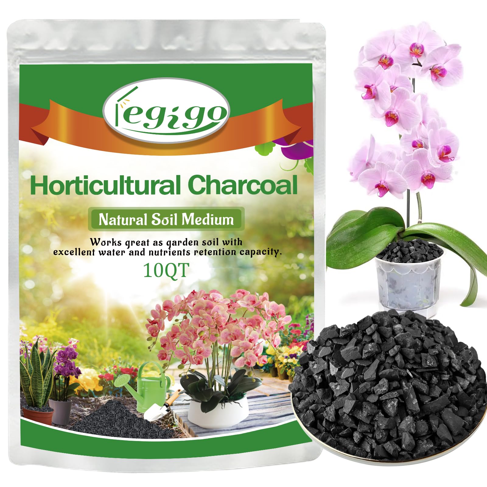 Legigo 10QT Horticultural Charcoal- Natural Biochar Soil Amendment