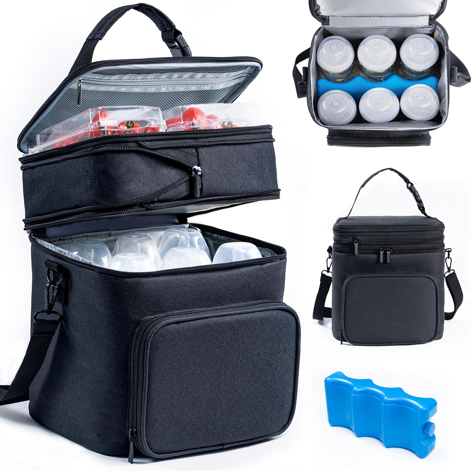 SFYBYHEART Breastmilk Storage Bag with Ice Pack for 6 Baby Bottles - Expandable Breast Pump Bag with Cooler for 6 Mam Bottles Up to 9 Ounce