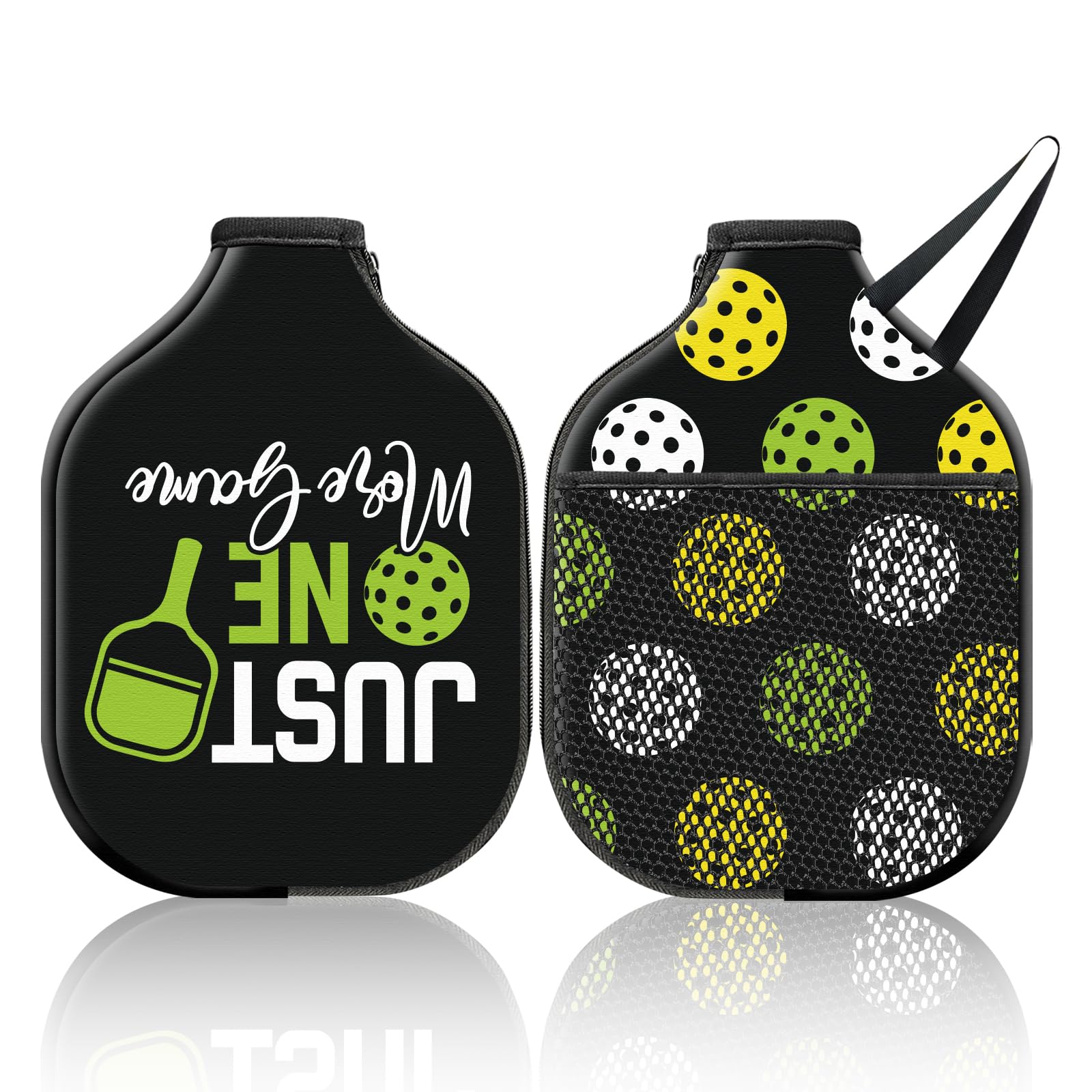 CUTHOLLOW 2 coperture protettive per pickleball con corda e cerniera, 30 x 20 cm in neoprene antigraffio e lavabile in lavatrice, compatibile con la maggior parte delle pagaie standard e allungate