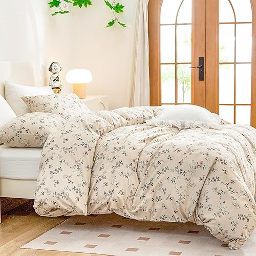 Miniatura 9 de Juego de funda de edredón tamaño King floral, juego de ropa de cama de microfibra cepillada tamaño King, funda de edredón floral de 3 piezas, 1