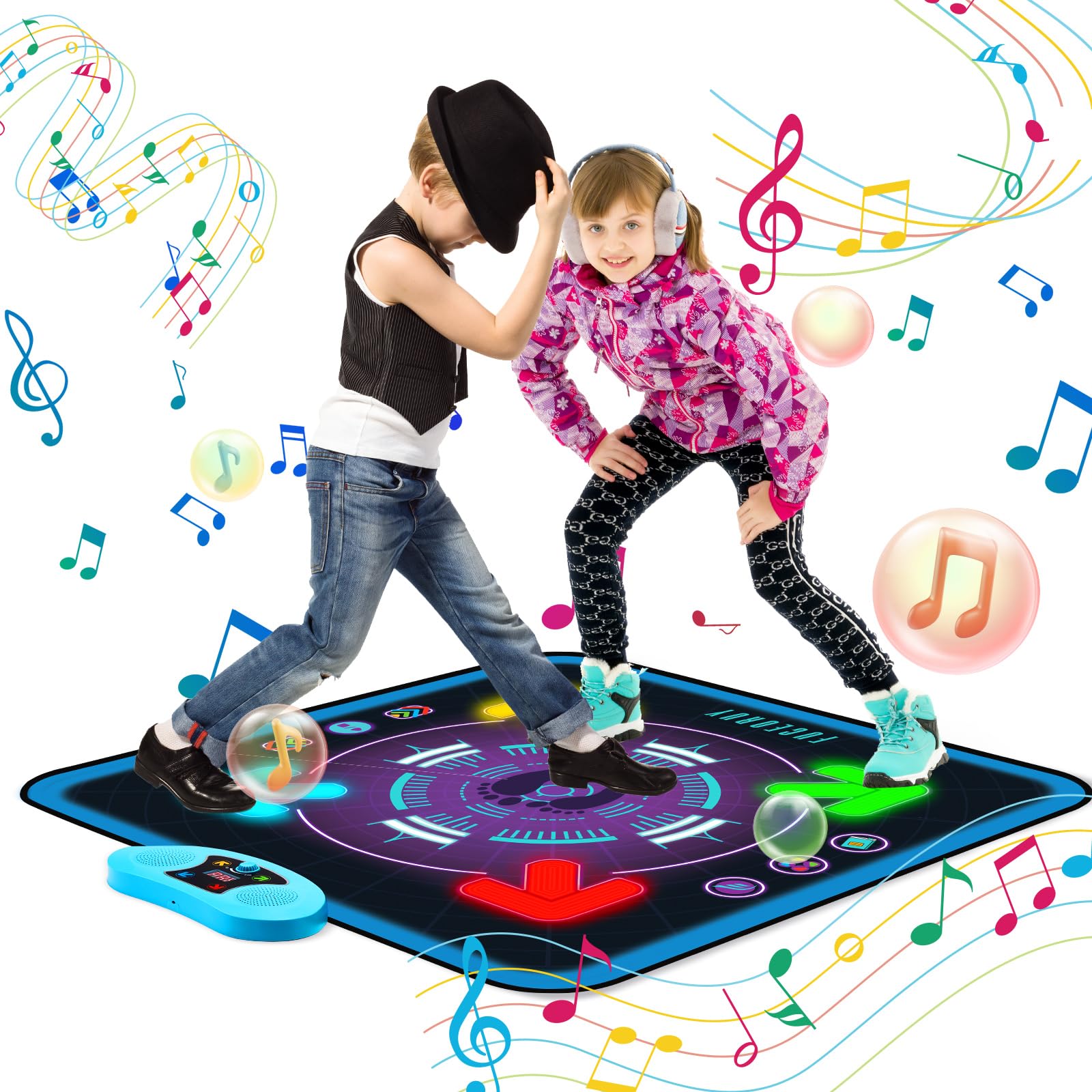 Eygood Alfombras de Baile para Niños 3 Modos de Juego Alfombra Musical con Luces LED, Juguetes Regalo de cumpleaños de Navidad para niñas y niños de 4 5 6 7 8 9 10 años