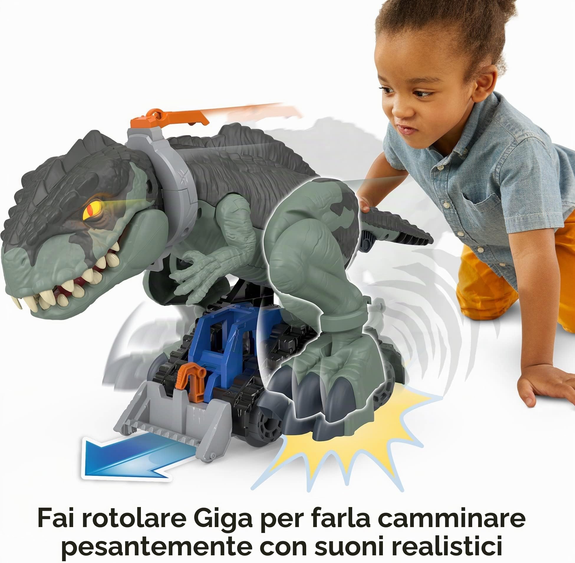 Fisher-Price, Imaginext, Jurassic World Mega Dino Calpesta e Ruggisci, Giocattolo per Bambini 3+ Anni, GWT22