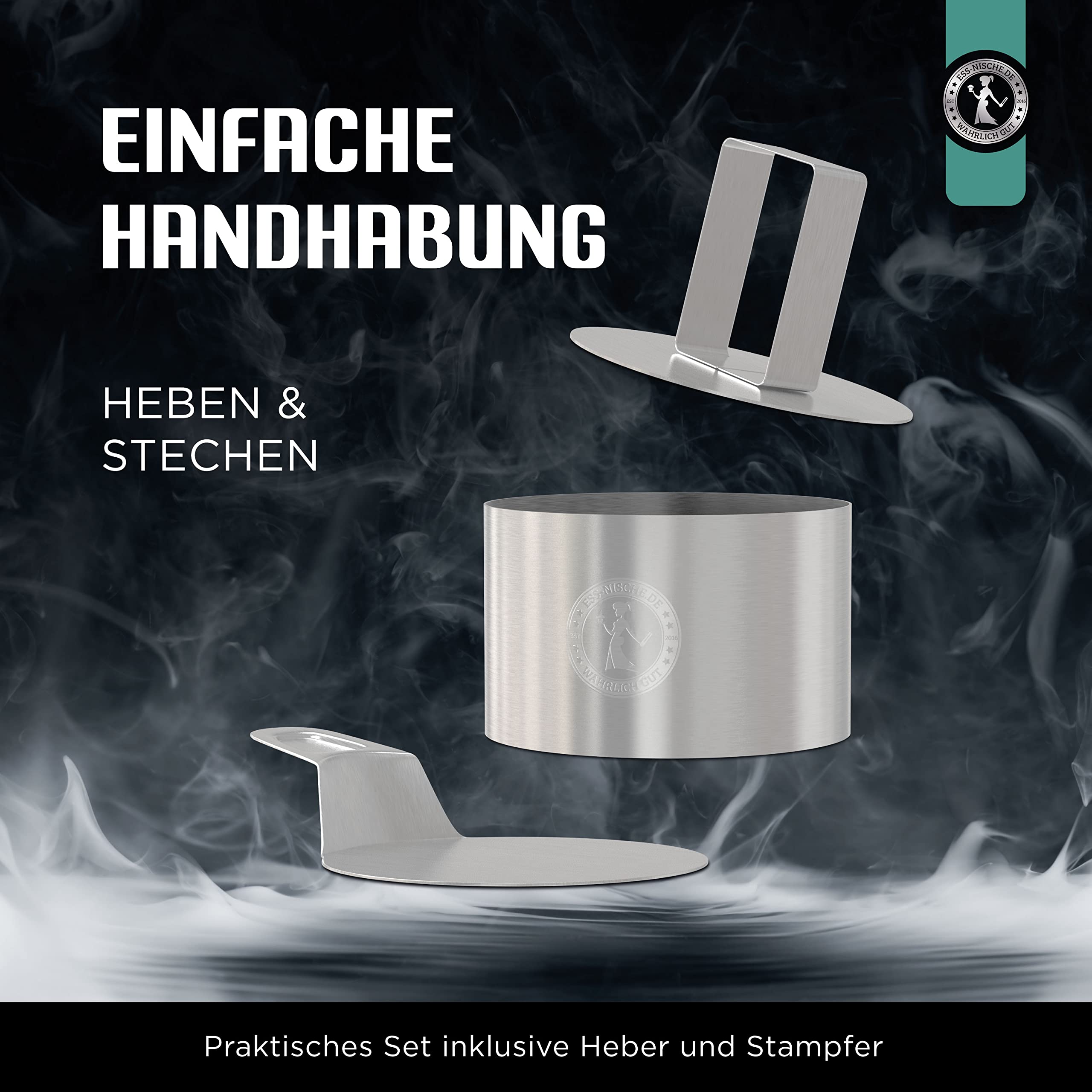 Ess-Nische® Pierścienie deserowe 8 cm do hamburgerów – idealne akcesoria do grillowania jako prasa do burgerów podczas grillowania lub jako forma do tortów do mini ciasta okrągłego – mogą być również
