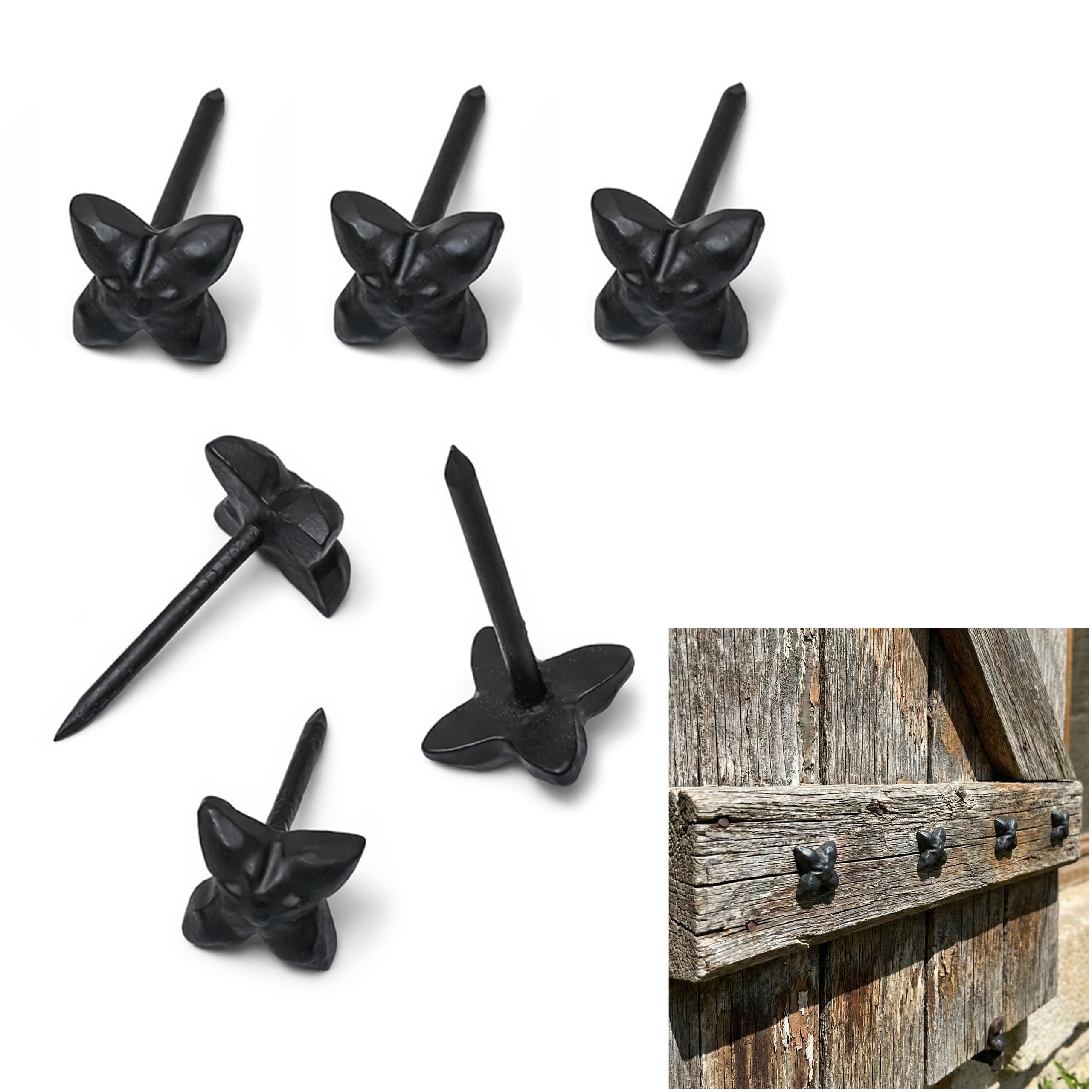 SaKeGa Mystic Colonial Solid Cast Iron Decorative Studs Vintage Nailhead Clavos for Doors, Cabinets & Furniture – Victorian, Gothic, Steampunk, Baroque & Retro Style Hardware : Pack of 6