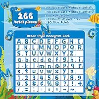 Vista 3 de Paquete combinado de 266 letras para tablón de anuncios, letras bajo el mar y detalles de números para tablón de anuncios, decoración del hogar