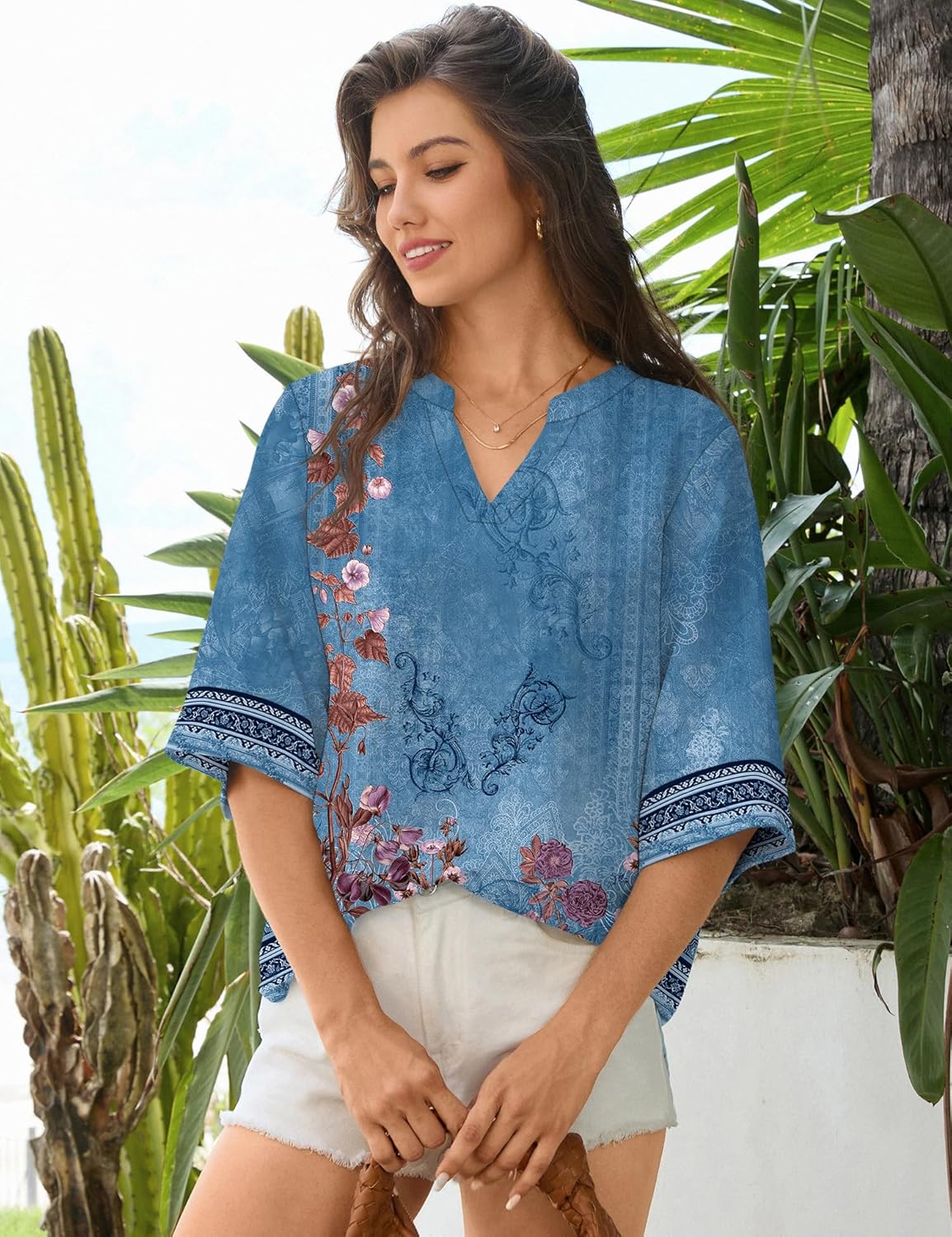 LOMON Women's Dressy 3/4 Length Sleeve Tops Business Casual Blouses Summer Tees Shirts - Image 6