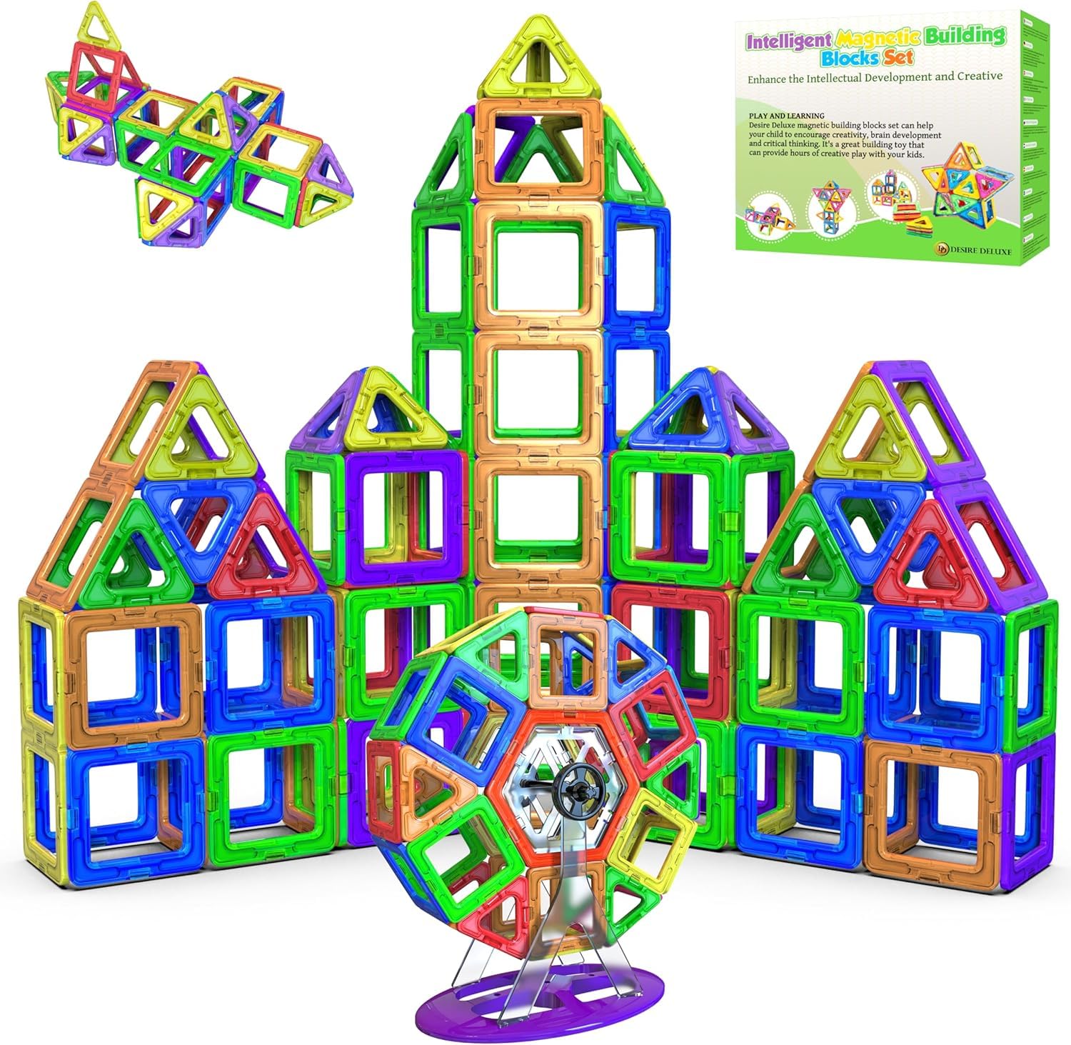 Magnetische Kachel-Bausteine Spielzeug – STEM Pädagogische Magnetblöcke für Kinder, Kreatives Vorschul-Lernen Sensorik Montessori Magnetspielzeug für Jungen & Mädchen ab 3 Jahren – 94 Stück