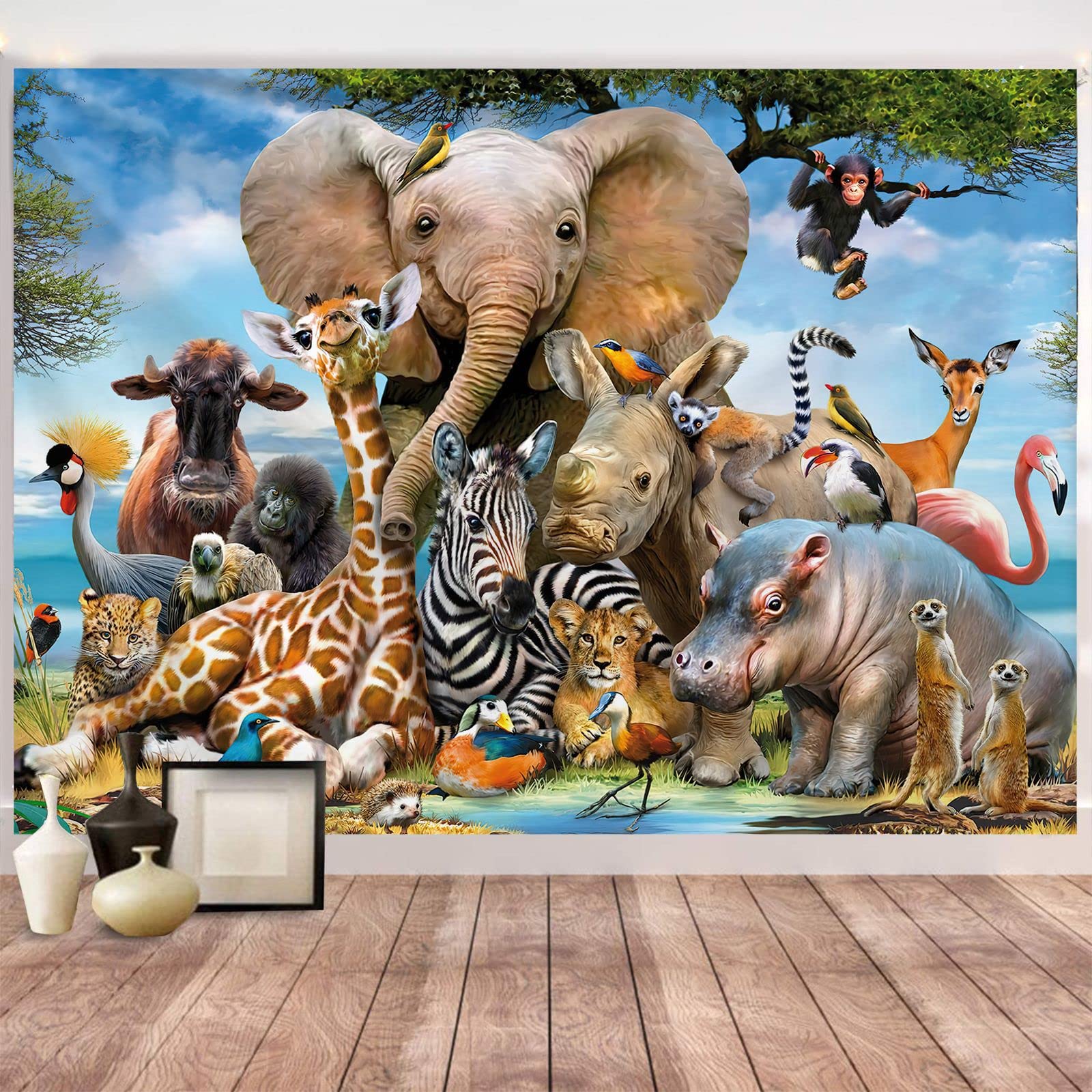 Amazon.co.jp: ND タペストリー ジャングル サファリ 動物 動物園 楽園