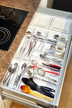 color house 16l  Set Mod ler Ka kl k Ve Kep elik  ekmece I i D zenleyici  effaf Mutfak Organizer  EFFAF 85 x 49