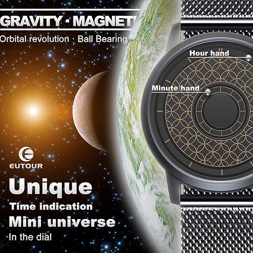 Vista 4 de EUTOUR Reloj magnético para hombre Magneto con pulsera de malla de acero inoxidable de 1.575in