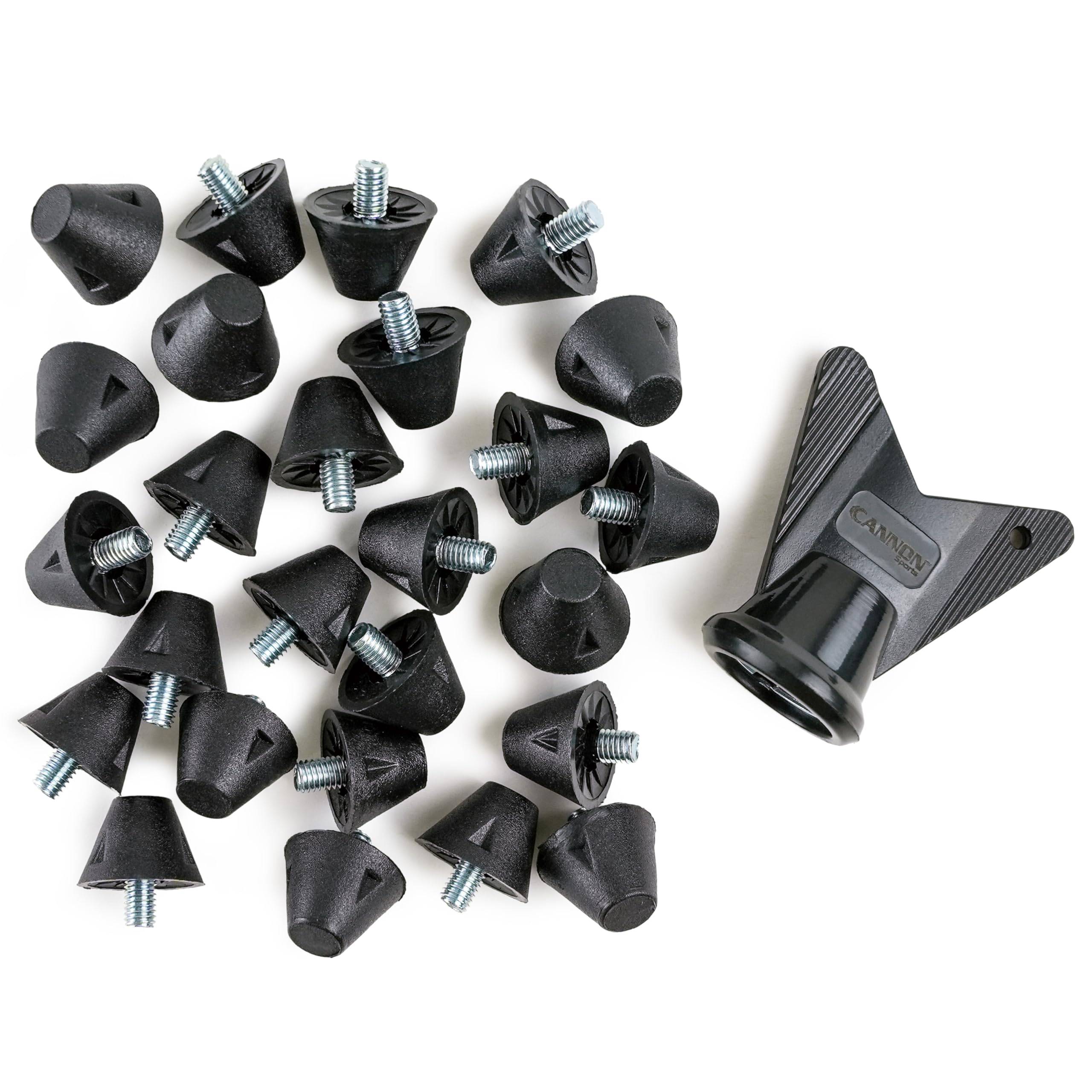 Cannon Sports 26 TPU Cleat Spikes with Wrench – 0.5 Inch Universal Cleat Replacement Studs for Football, Soccer, Rugby, Golf Shoes – All Surface Traction (26 Black Spikes with Wrench, 0.5 inch)