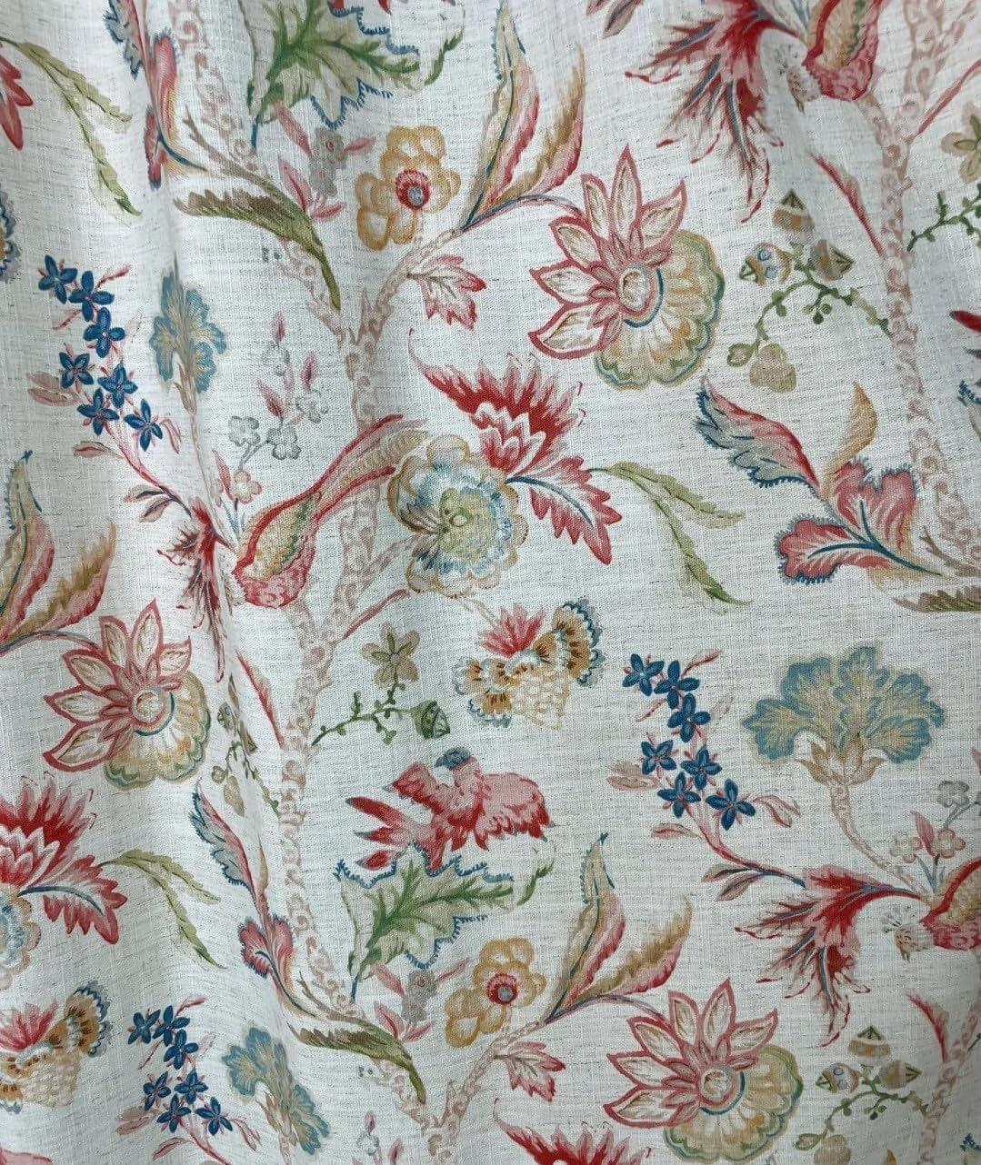 Off White Curtains for Living Room Darkening 96 Inch Length, Back Tab Linen Curtains for Bedroom, Floral Farmhouse Pattern Window Treatments Vintage Curtain Panels, 1 Panel, Burgundy on beige 63*96