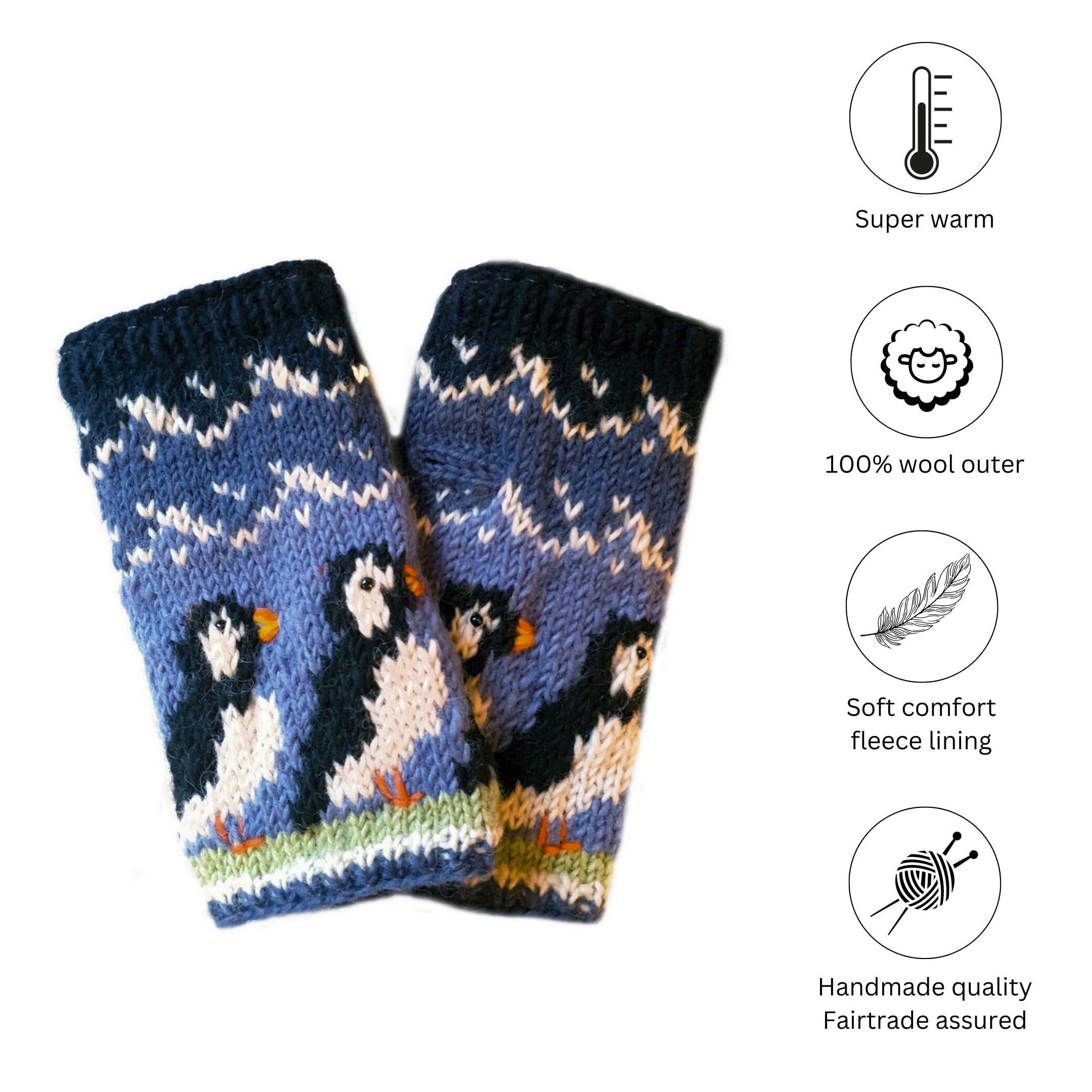Handwärmer Aus Schafwolle & Sherpa-Fleece – Handgestrickt, Rosa, Fair Trade, Für Kalte Tage