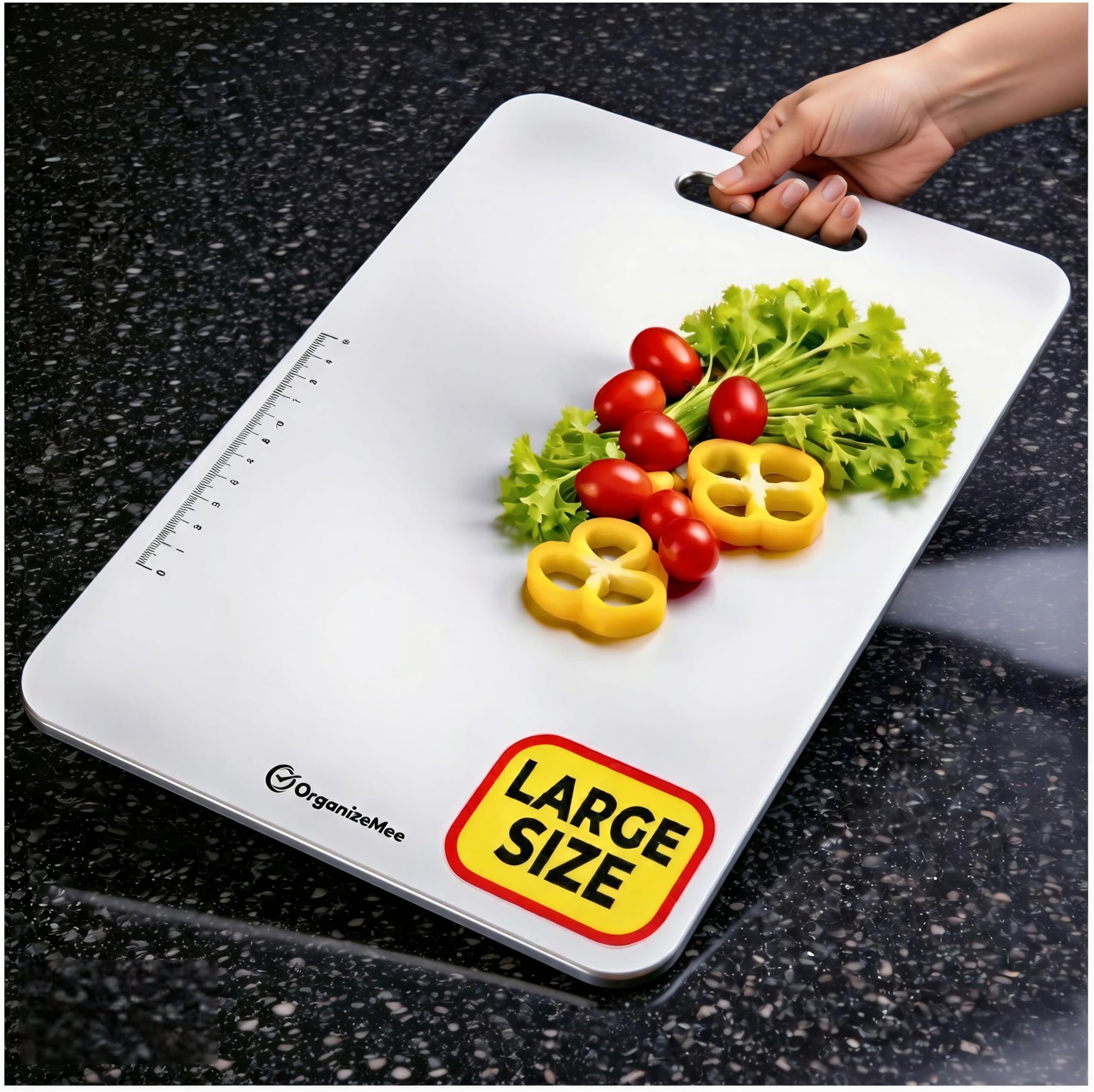 OrganizeMee Large Stainless Steel Chopping Cutting Board for Vegetable Fruit Cutter Metal Choping-Board for Kitchen, Big Size Pad Choping Boards Kitchen,1 Year Warranty (Size 36 cm X 25Cm)