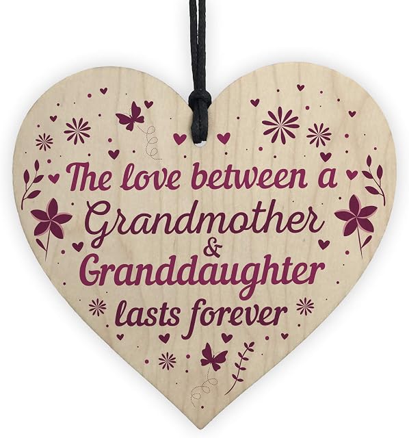 RED OCEAN Grandmother And Granddaughter Gifts Nan Grandma Birthday Wooden Heart Keepsake