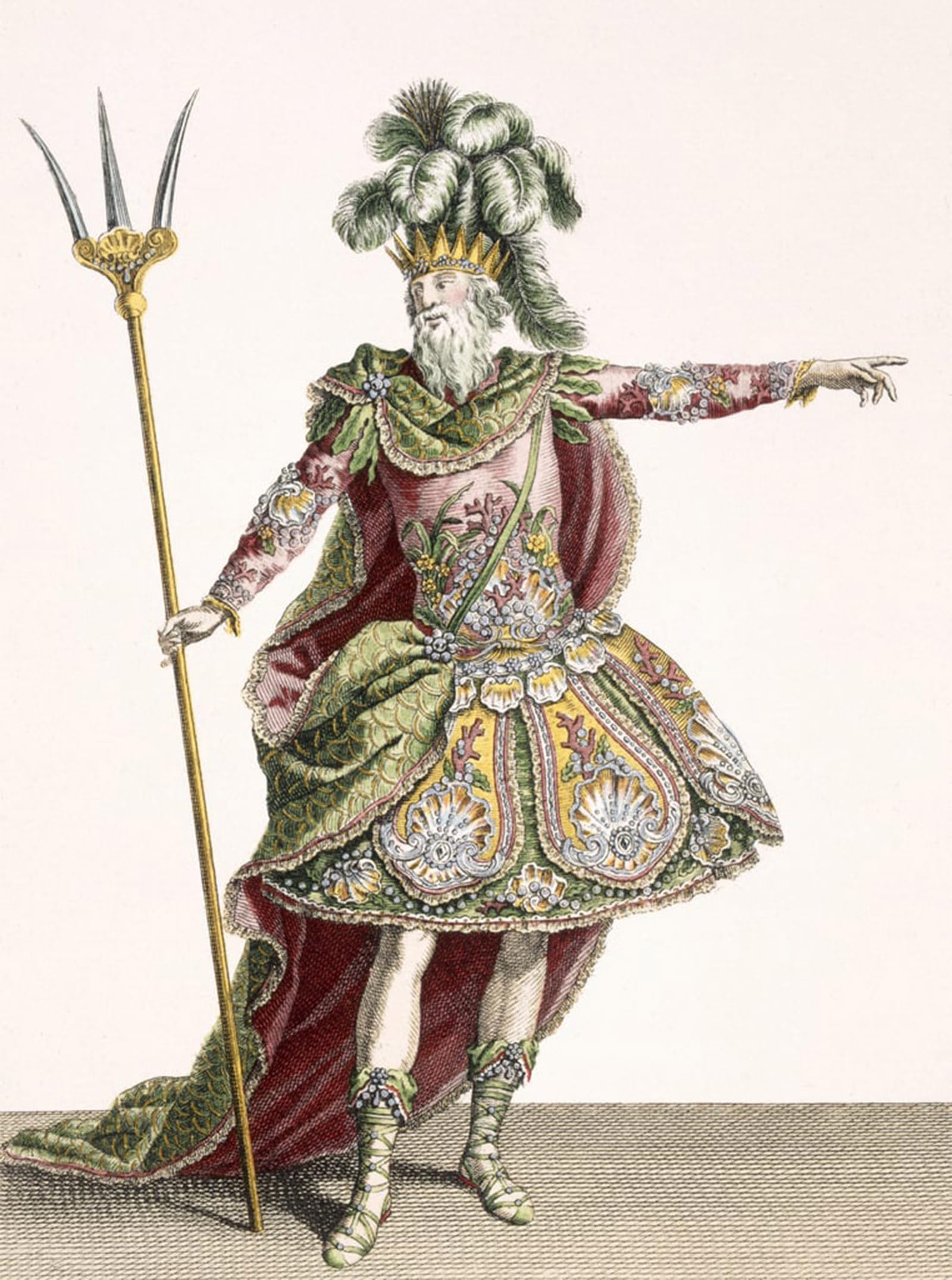 ARTXLXXBN Famous Art Print Poster Vintage Wall Art Costume for Neptune in Several Operas by Jean Baptiste Canvas Art Poster for Home Decor 60x90cm