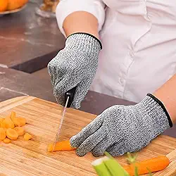 Luvas Resistentes ao Corte Nível 5 – Tamanho M Cinza para Segurança na Cozinha e no Trabalho