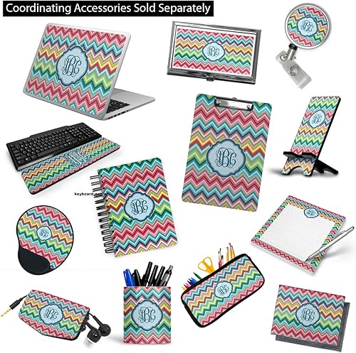 Miniatura 6 de Carpeta personalizada de 3 anillas con monograma de cheurón retro - 1 pulgada