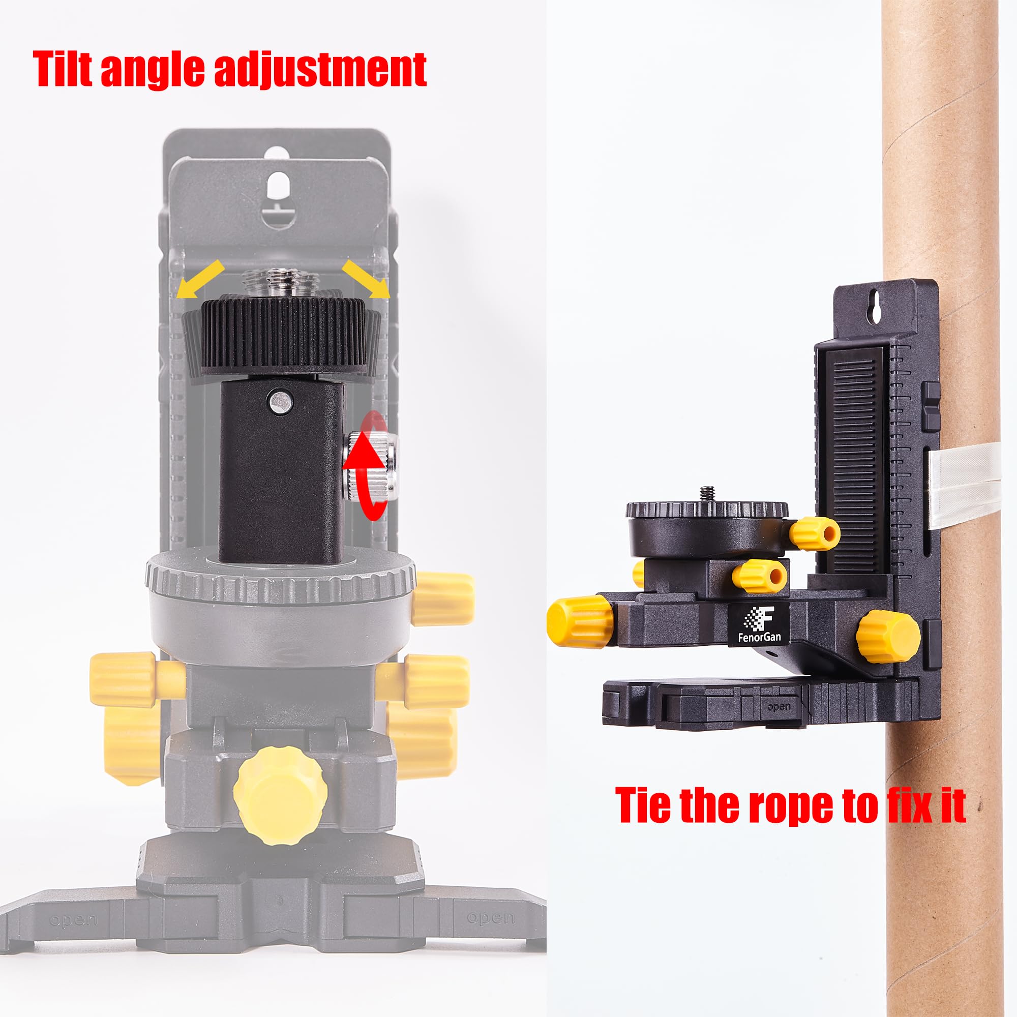 Kit de accesorios de nivel láser FenoGan base de 360°, soporte de estabilidad de base mejorado, con interfaz roscada de 5/8 pulgadas, base giratoria magnética multifuncional con ajuste de ángulo de