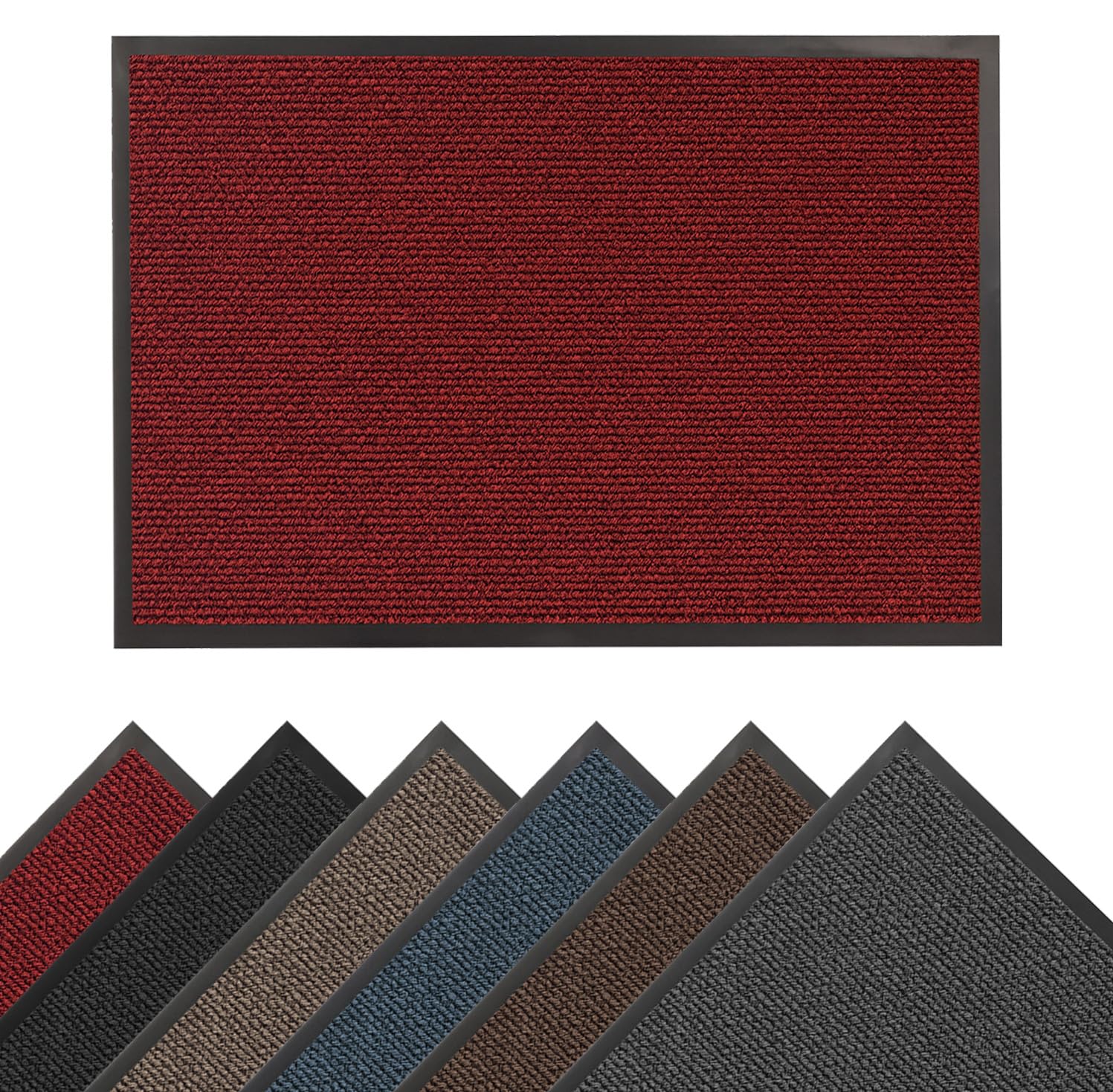TradeXone Door Mat for Indoor & Outdoor Use – Washable Non-Slip Entrance Mat | Heavy Duty Dirt Trapper Rug for Front Door, Kitchen, Hallway & Office (Red, 60 x 180 cm)