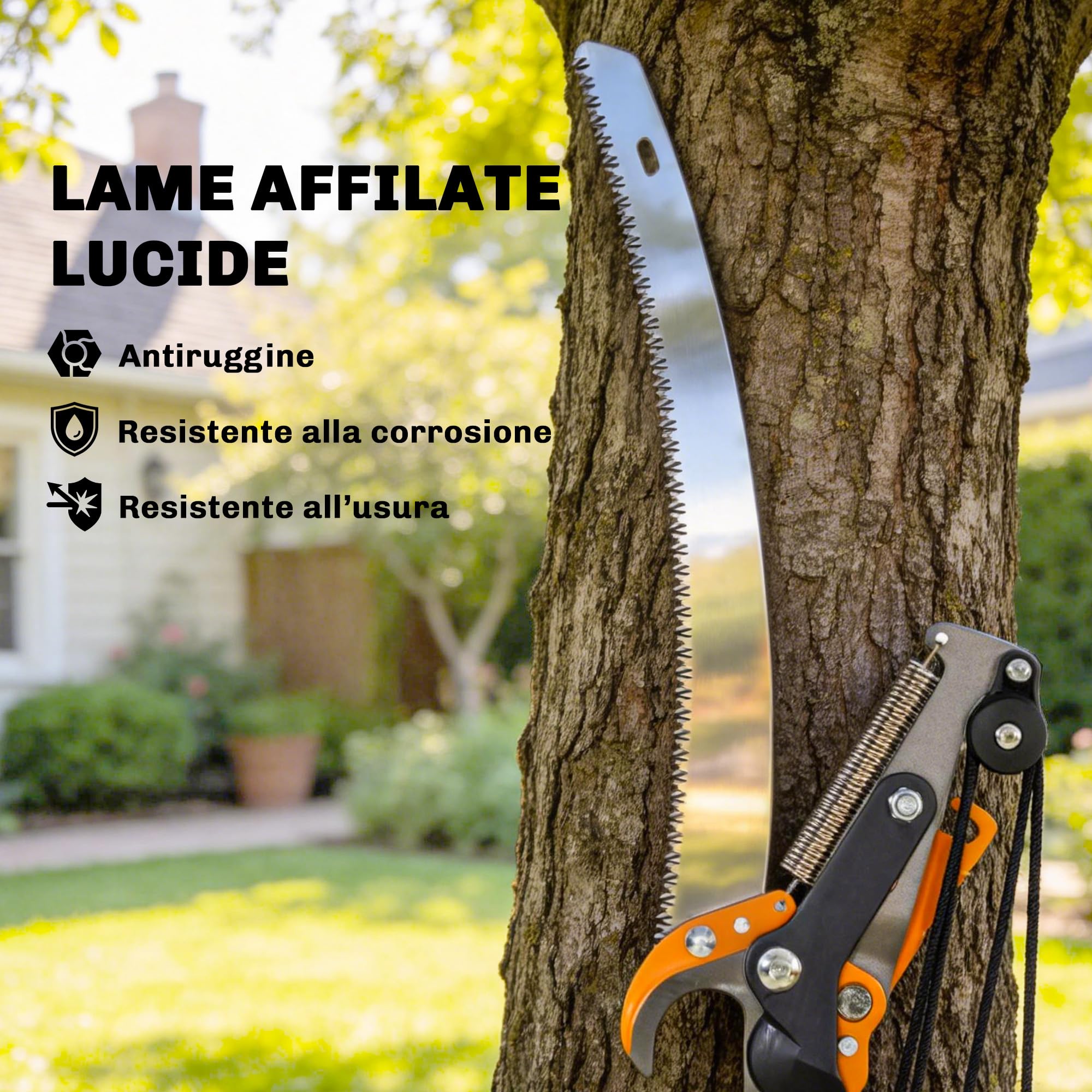 Outsunny Seghetto Manuale da Giardino 2-in-1 con Asta Telescopica in Alluminio 135-199cm