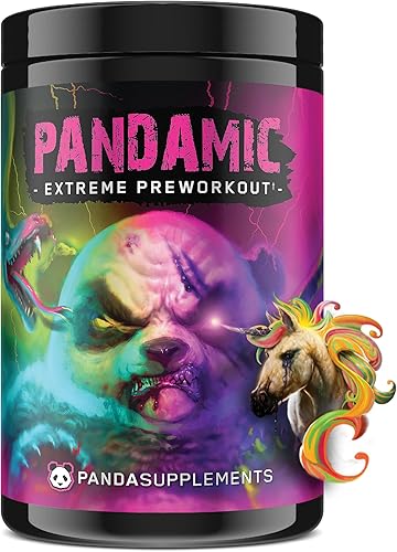 Underground Bio Labs Panda Supps - Pandamic Extreme Pre-Workout V2 enfoque, bomba y energía para hombres y mujeres (25 porciones) (unicornio)