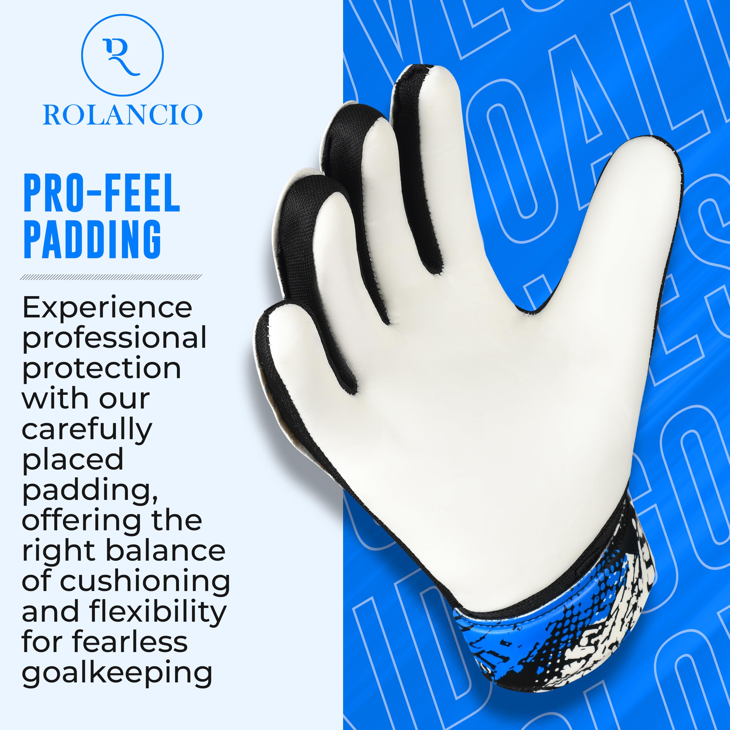ROLANCIO Goalkeeper Gloves, Blue / White, 05 - Image 3