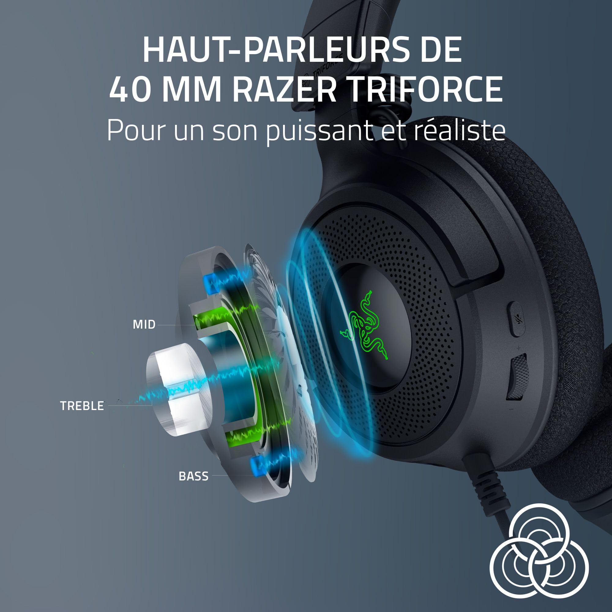 Razer Kraken V4 X - Casque de Jeu Filaire (Drivers Triforce 40mm, Micro cardioïde rétractable, Son Surround 7.1, Chroma RGB, pour PC - Console et téléphones Via USB-C) Noir