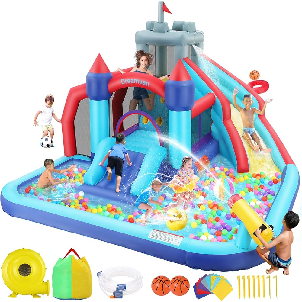 Inflatable Kids Slide Bounce House with 580w Blower main image 0