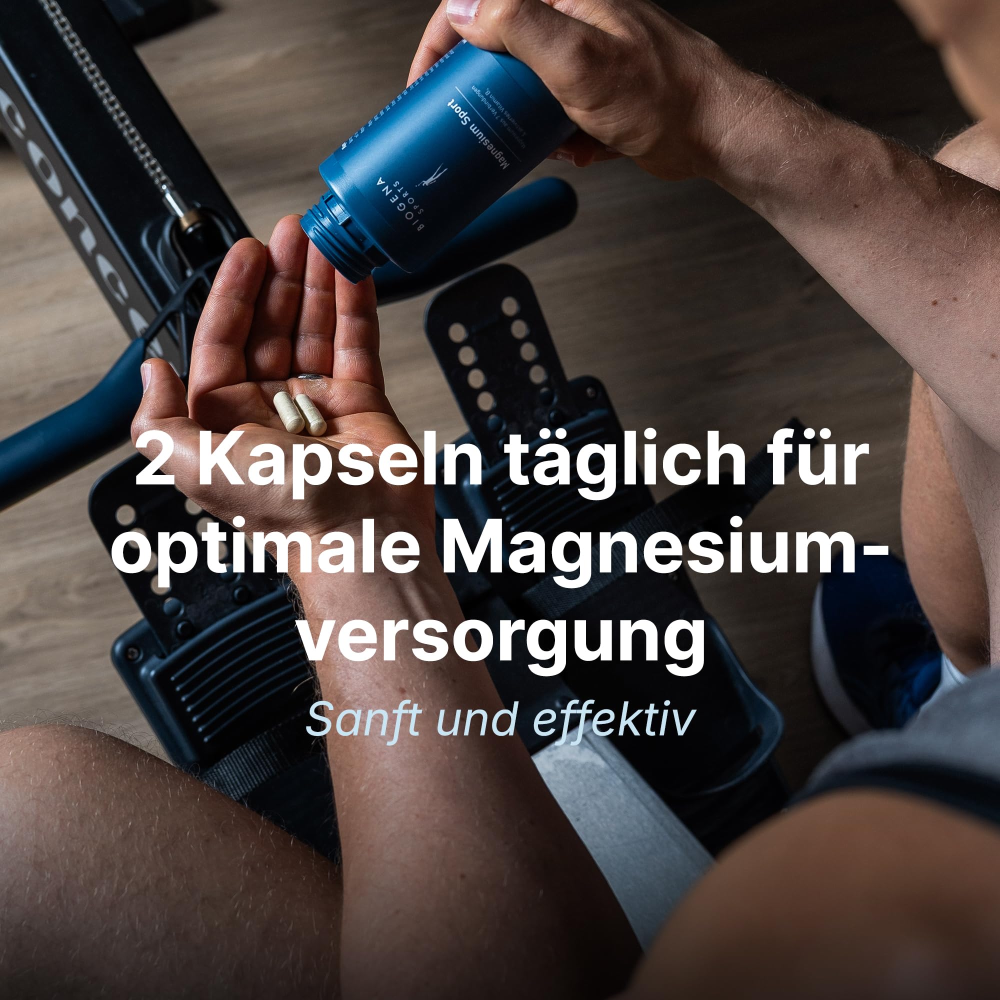 BIOGENA SPORTS Magnesium Sport - Magnesium Komplex mit Vitamin B6-7 Magnesiumverbindungen - Hohe Bioverfügbarkeit - Hochdosiert, Laborgeprüft & vegan - 120 Kapseln