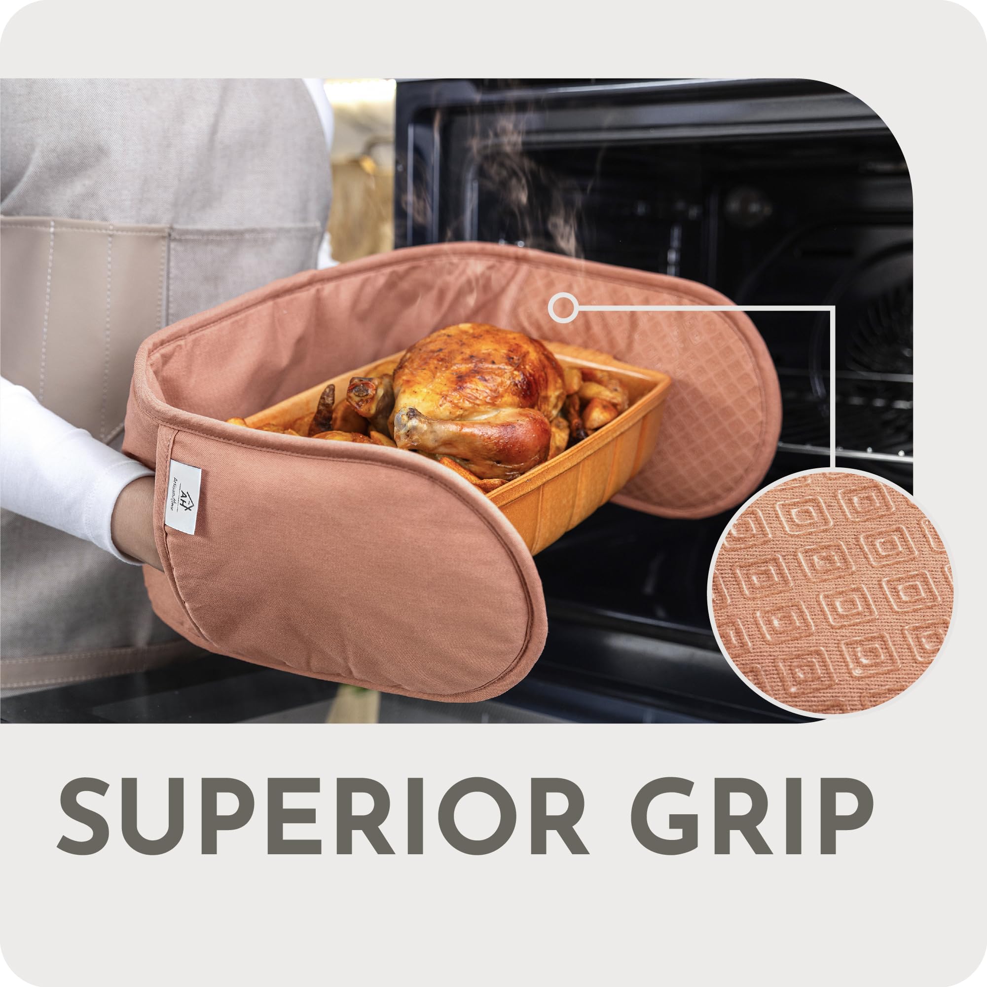 Pink Double Oven Gloves, One-Size - Image 3