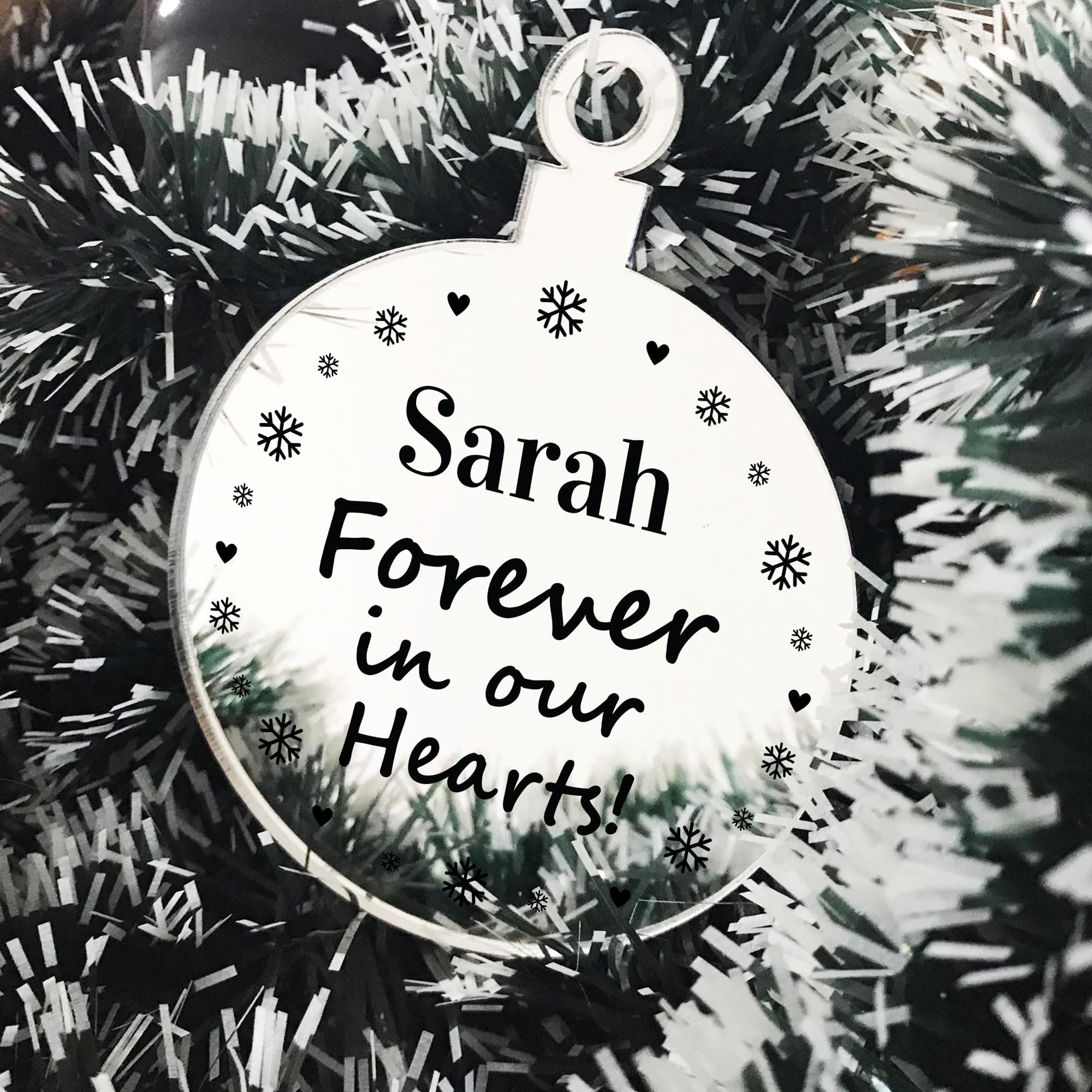 Red Ocean Personalised Memorial Christmas Bauble Forever In Our Hearts Mum Dad Nan Grandad Daughter Son Memorial Gift For Him Her Beautiful Keepsake