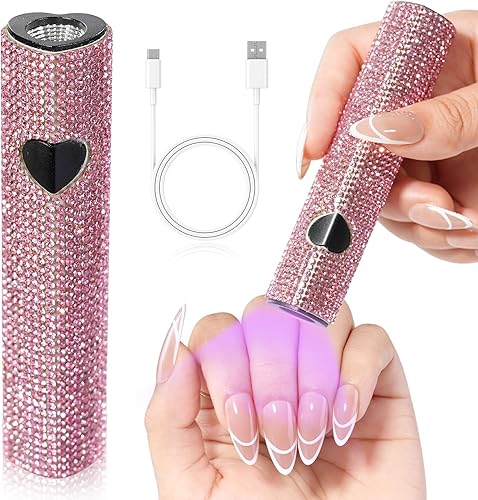 Luz UV para uñas de gel, lámpara de uñas UV de mano, lámpara LED portátil para uñas, mini secadora de uñas, luz USB para secado rápido, rosa