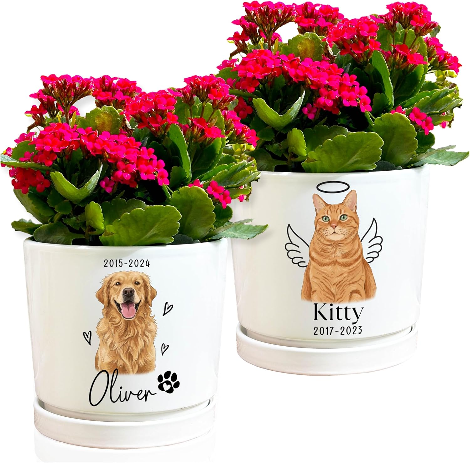 Personalized Couple Planter with Names Date, Custom Birth Month Flower Plant Pot, Engagement Gift, for Couple, Ceramic Indoor Outdoor Flower Pot