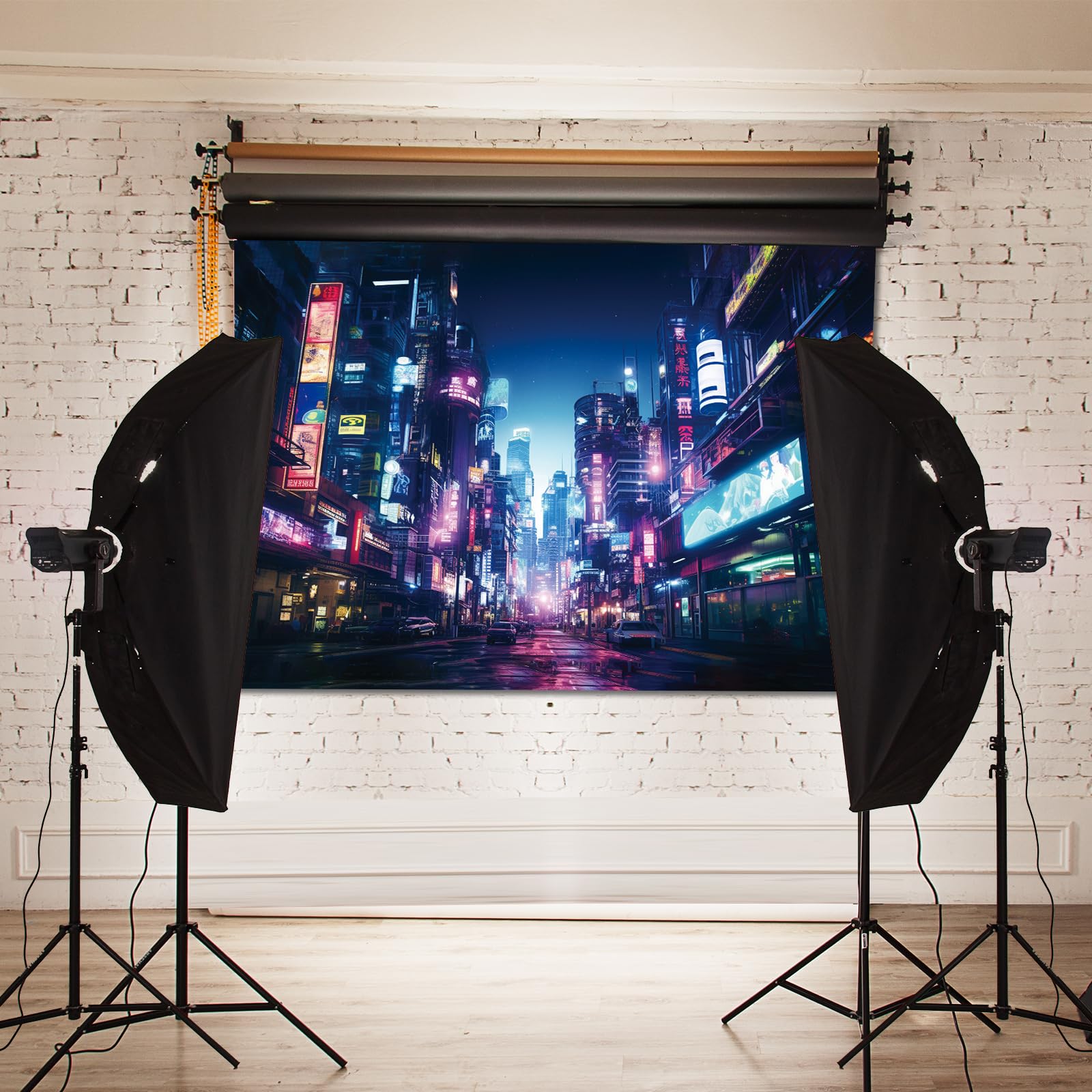Kpop Demon Hunters Backdrop Loccor 10x8ft Fabric Punk City Night ...