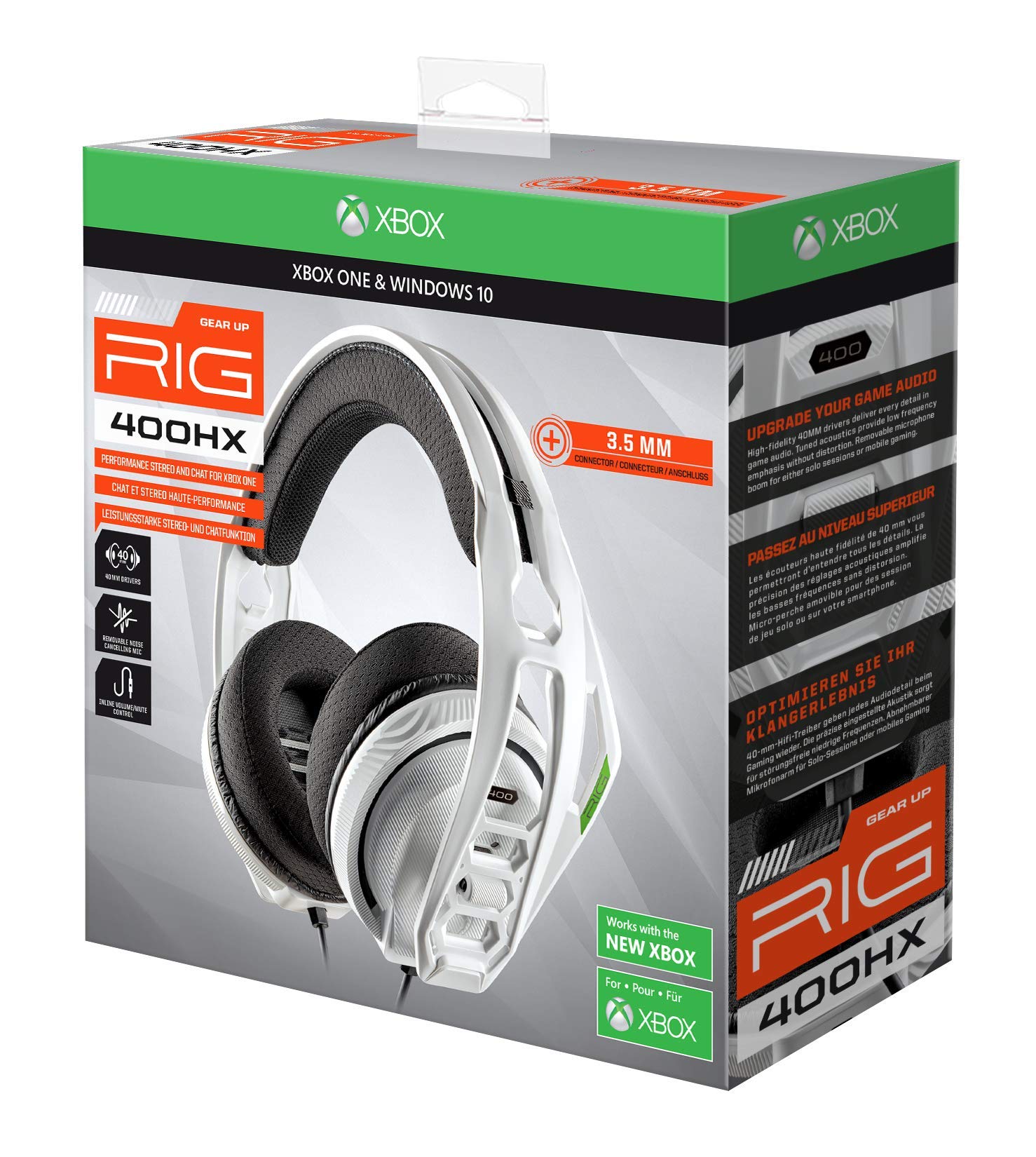 Nacon RIG RIG400HXW Casque de Jeu, Compatibilité Multiplate-Forme, Blanc