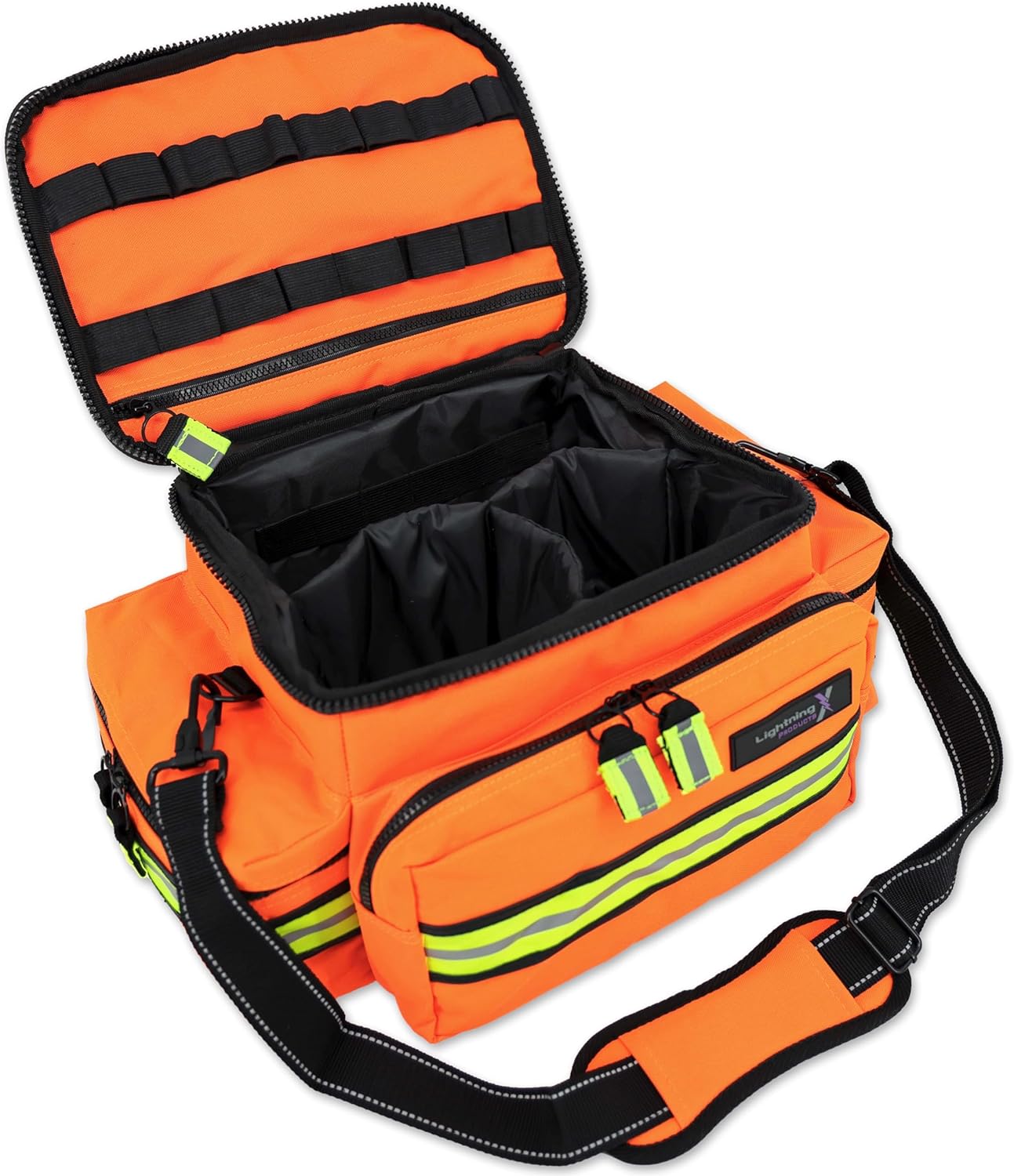 Lightning X Mid-Sized First Responder EMT Bag | LXMB25 | Fully Stocked w/ 240+ First Aid, EMS & Trauma Supplies - ORANGE - Image 8