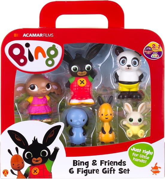 Giochi Preziosi Bing -Set 6 Personaggi,Oltre al protagonista, Flop, Sula, Amma, Pando e Padget, Dettagli Colorati e Dimensioni in Scala, Adatto a Bambini 18 Mesi + - 2