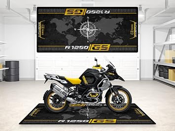 Parking Mat for R1250 GS Adventure 40. Years Motorcycle Model, Display and Pit Mat, Washable Non-Slip Garage and Showroom Floor Carpet - Rug Size 2 102 x 47/260 x 120 cm