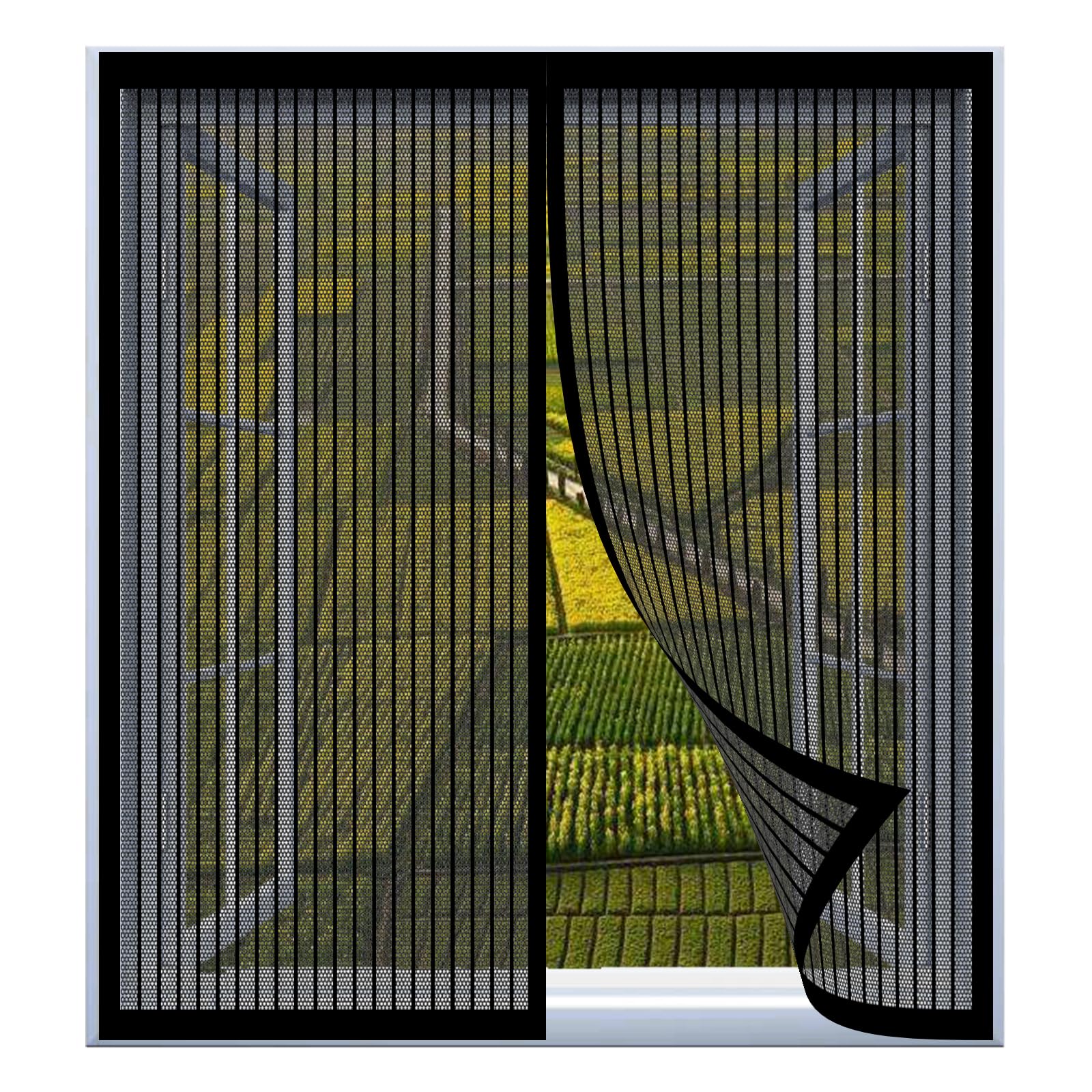 Yuanwan Black Mosquito Net Window Frame 79 X 127 Cm Easy Installation No Drilling Or Screwing Magnetic Fly Screen For Windows Nets To Keep Bugs Out,