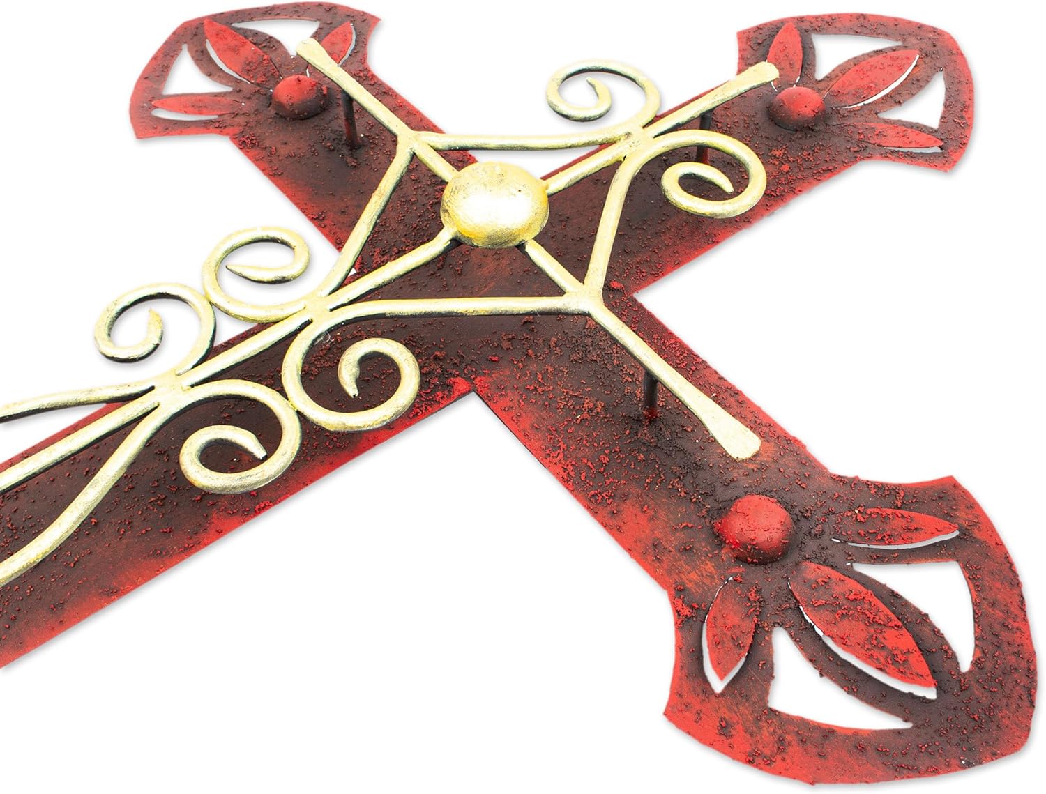 NOVICA Decorative Large Steel Wall Cross, Brown, 'Parish Church Cross'