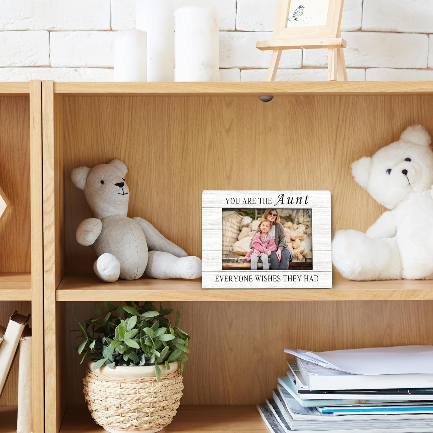 Aunt Gifts Picture Frame 4x6, Auntie Wooden Picture Frame, Christmas Mothers Day Birthday Gifts for Auntie from Niece Nephew, The Aunt Everyone Wishes Decorative Photo Frames for Desk Decor - Image 3