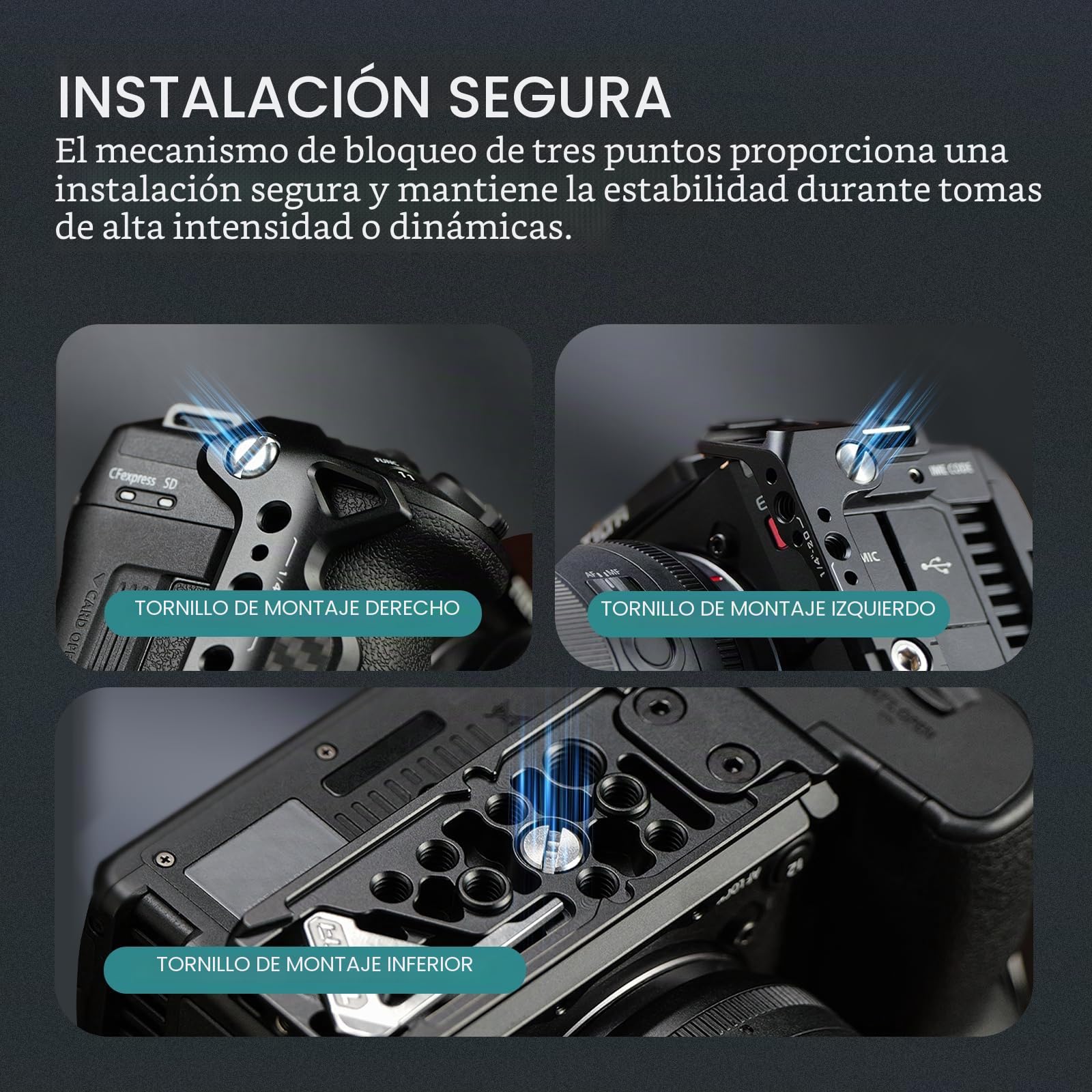 Tilta Jaula C50, Jaula Completa para Cámara Compatible con C50 con Abrazaderas para Cables - Negro TA-T93-FCC-B