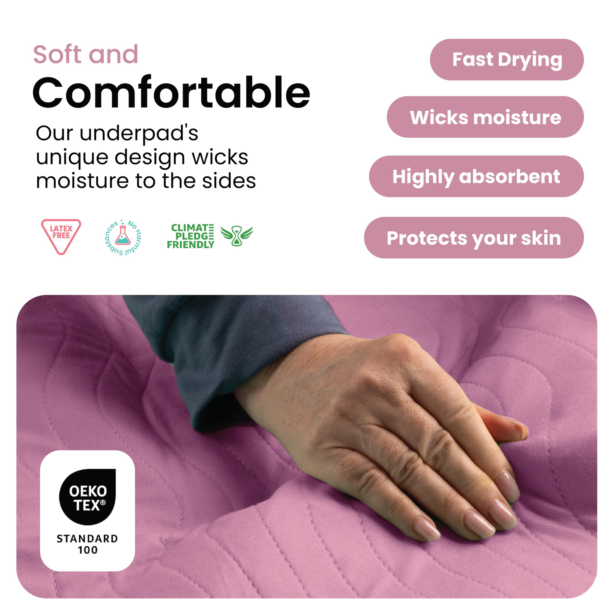 IMPROVIA Lot de 4 alèses lavables, haute absorption et réutilisables pour incontinence pour enfants, adultes, personnes âgées et animaux domestiques, protection imperméable (rose et blanc, 86,4 x 91,4