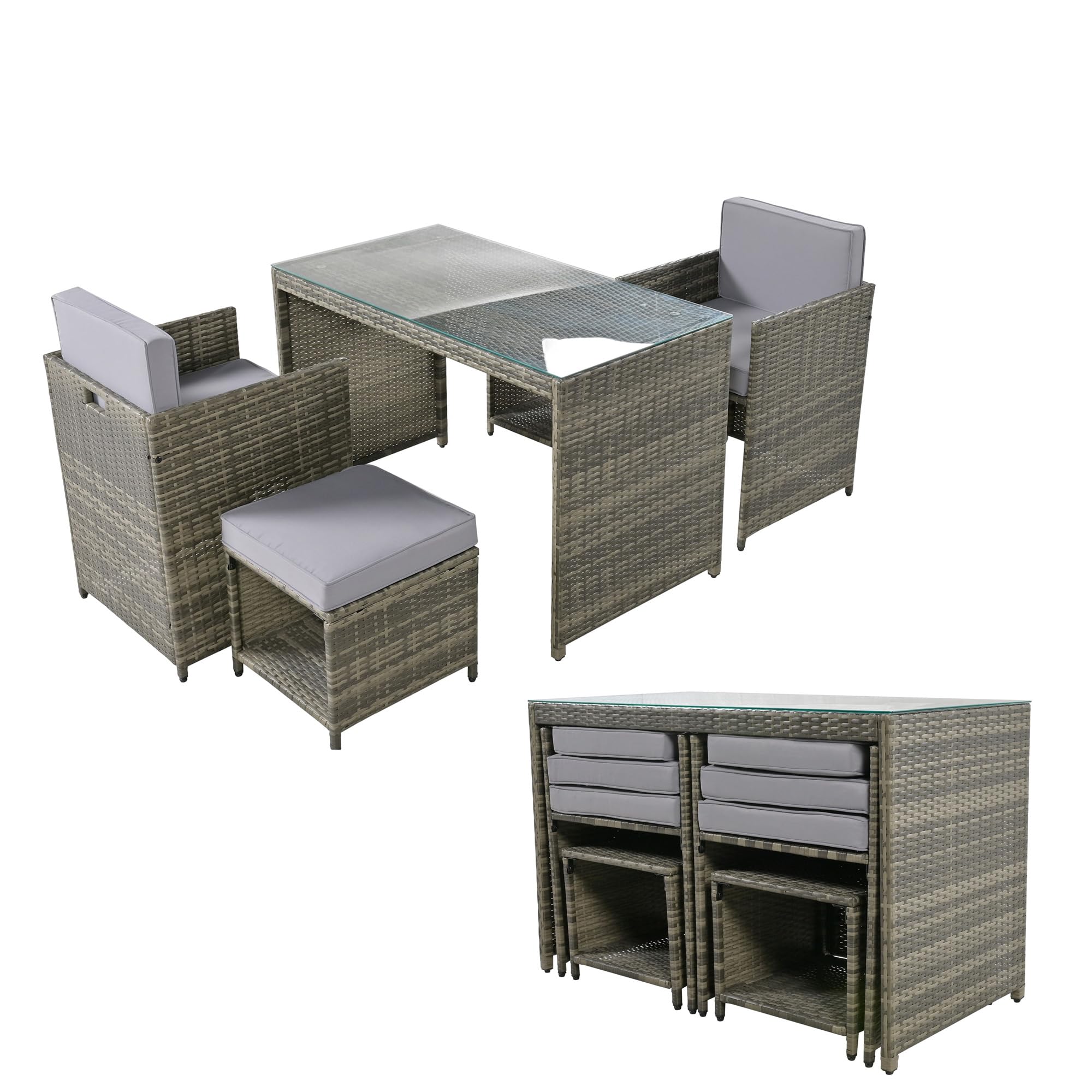 Amazon｜ガーデンファニチャー 5点 テーブルセット ガーデン