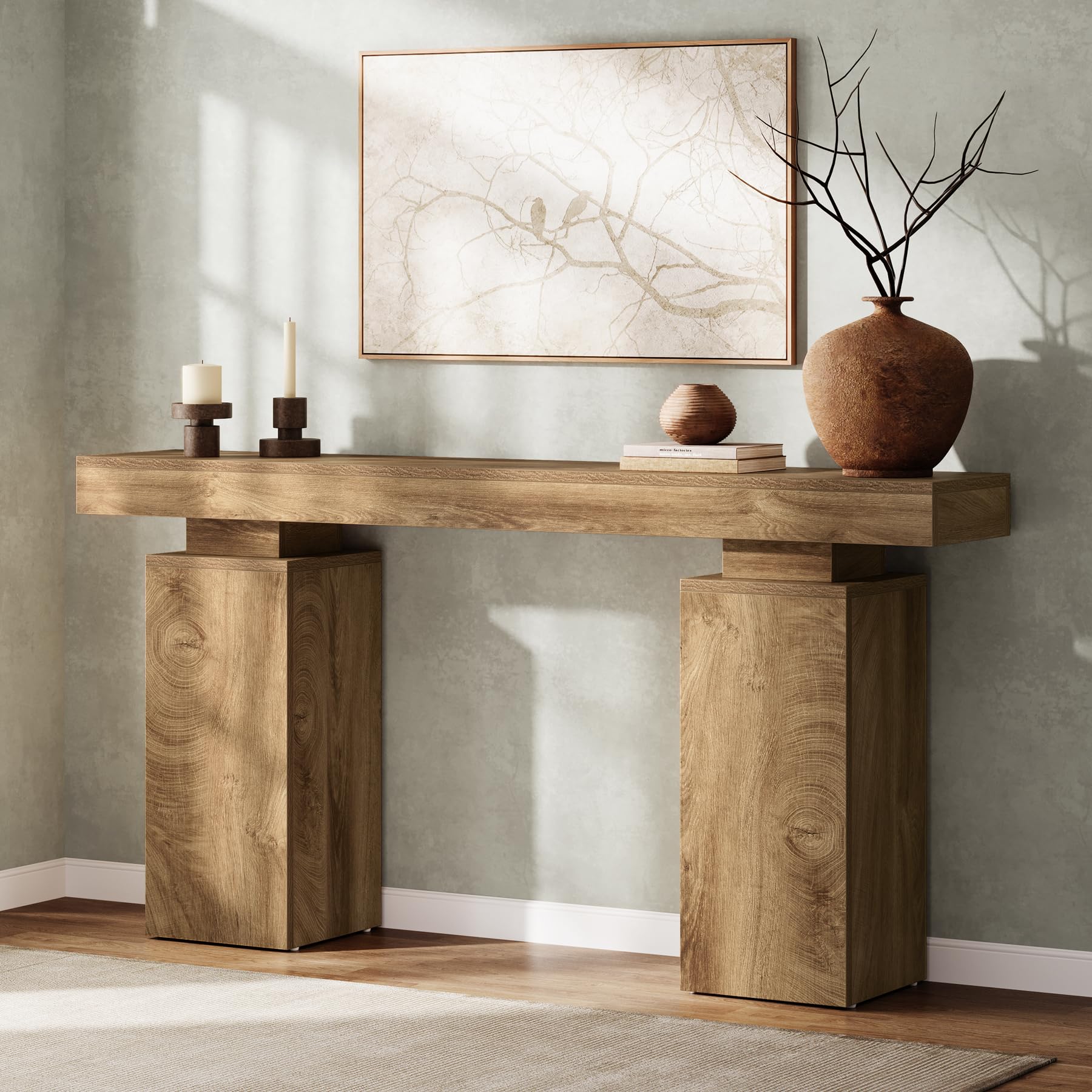 Tribesigns Mesa Consola de160 cm de Largo, Mesa de Entrada de Granja detrás del sofá, Mesa de Entrada de Madera para vestíbulo, Muebles Modernos para decoración de Sala de Estar, Entrada (Natural)